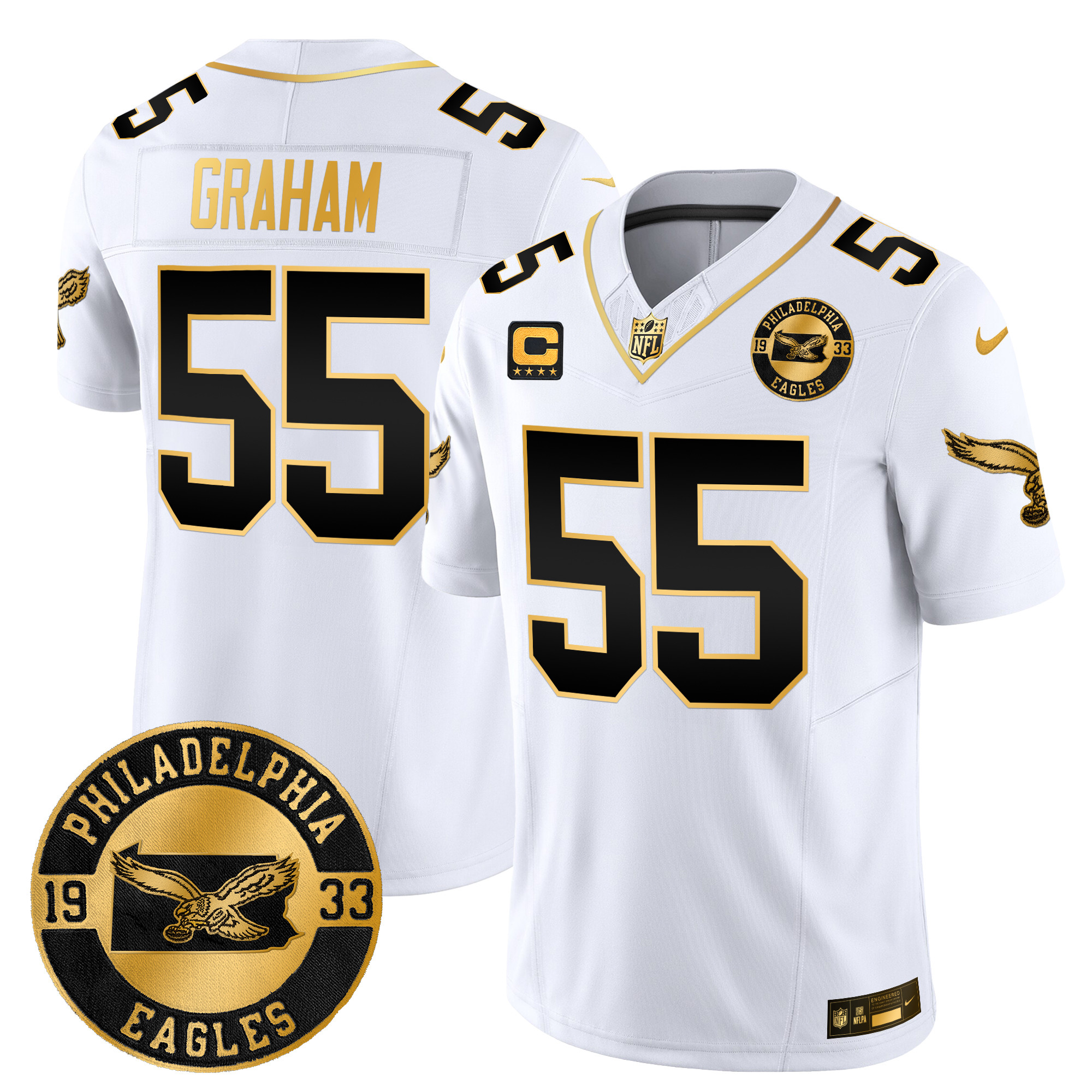 Men's Brandon Graham Philadelphia Eagles 2024 Throwback Gold Vapor Limited White Gold Jersey - All Stitched