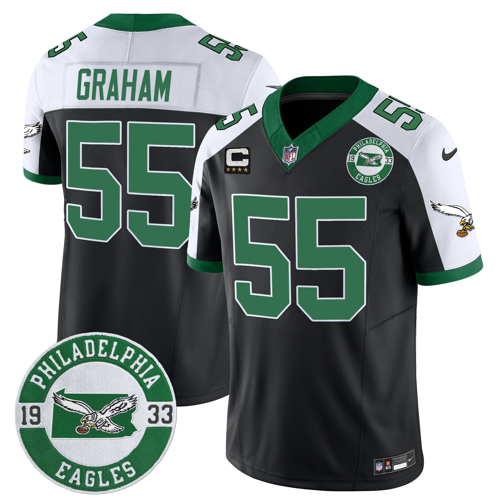 Men's Brandon Graham Philadelphia Eagles 2024 Throwback Vapor Limited Black Alternate Jersey - All Stitched