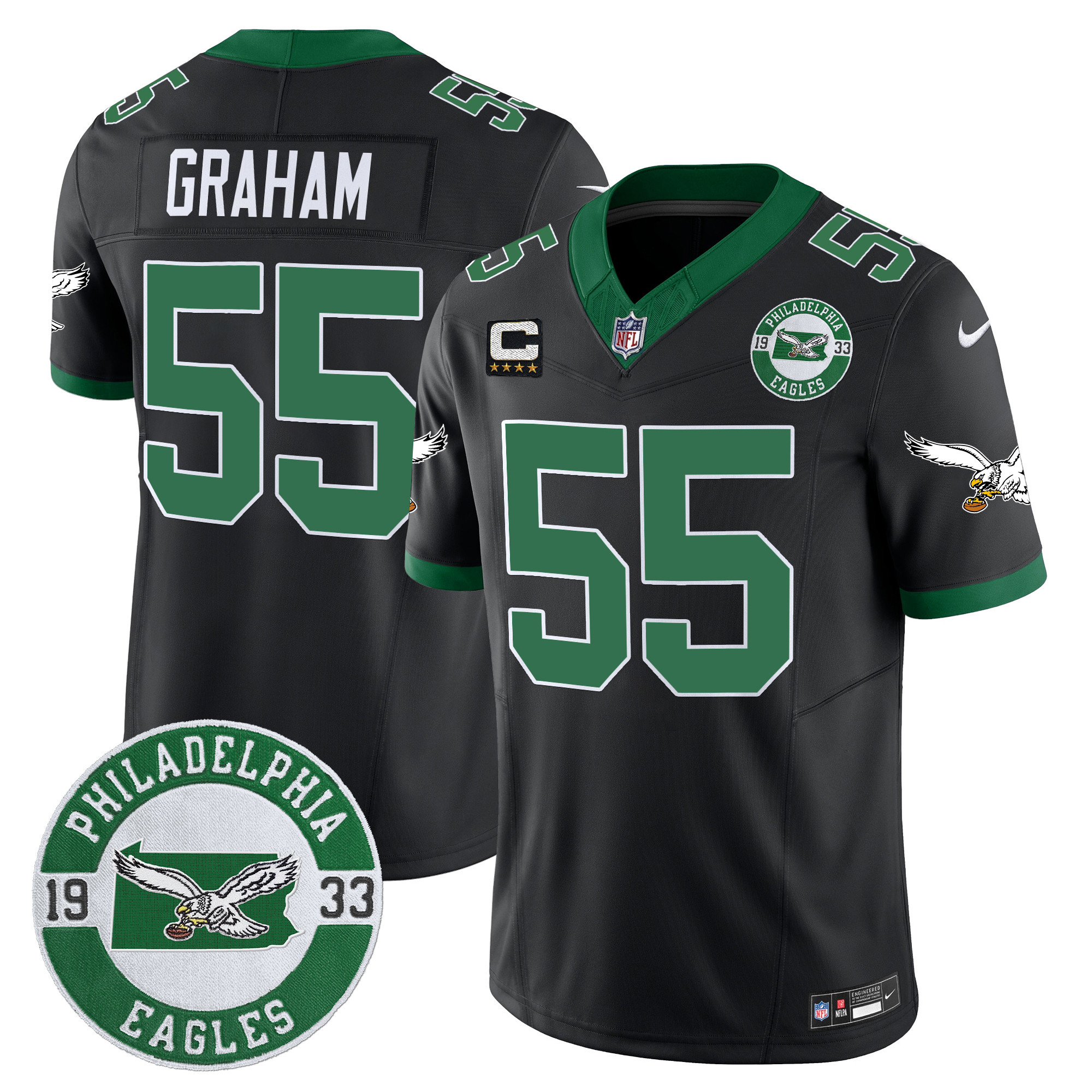 Men's Brandon Graham Philadelphia Eagles 2024 Throwback Vapor Limited Black Jersey - All Stitched