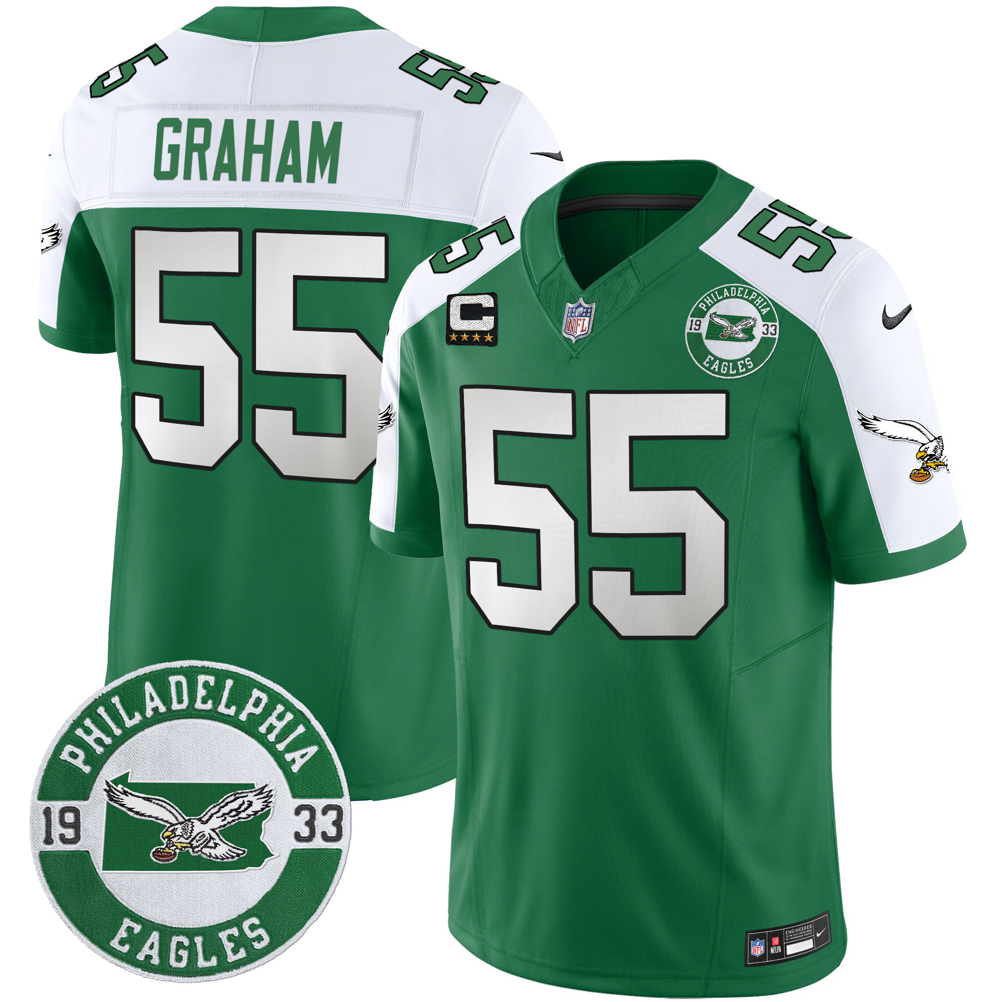 Men's Brandon Graham Philadelphia Eagles 2024 Throwback Vapor Limited Kelly Alternate Jersey - All Stitched