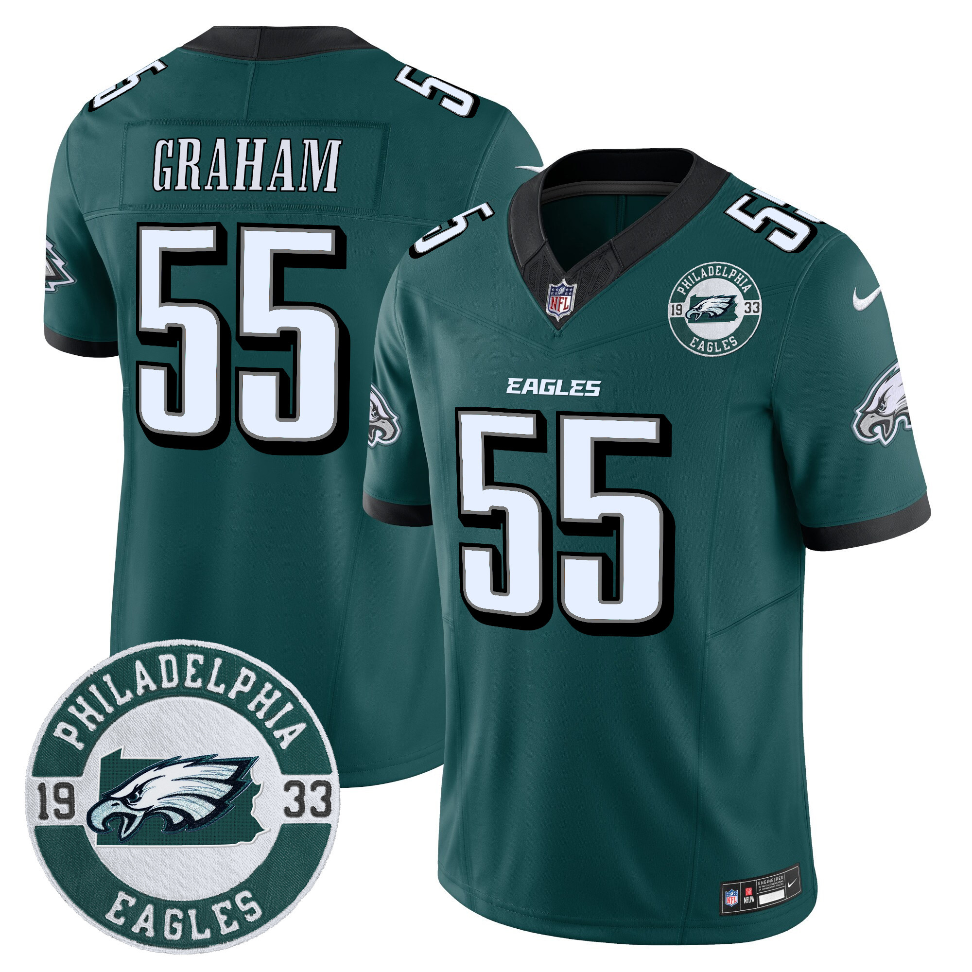Men's Brandon Graham Philadelphia Eagles 2024 Vapor Limited Midnight Green Jersey - All Stitched