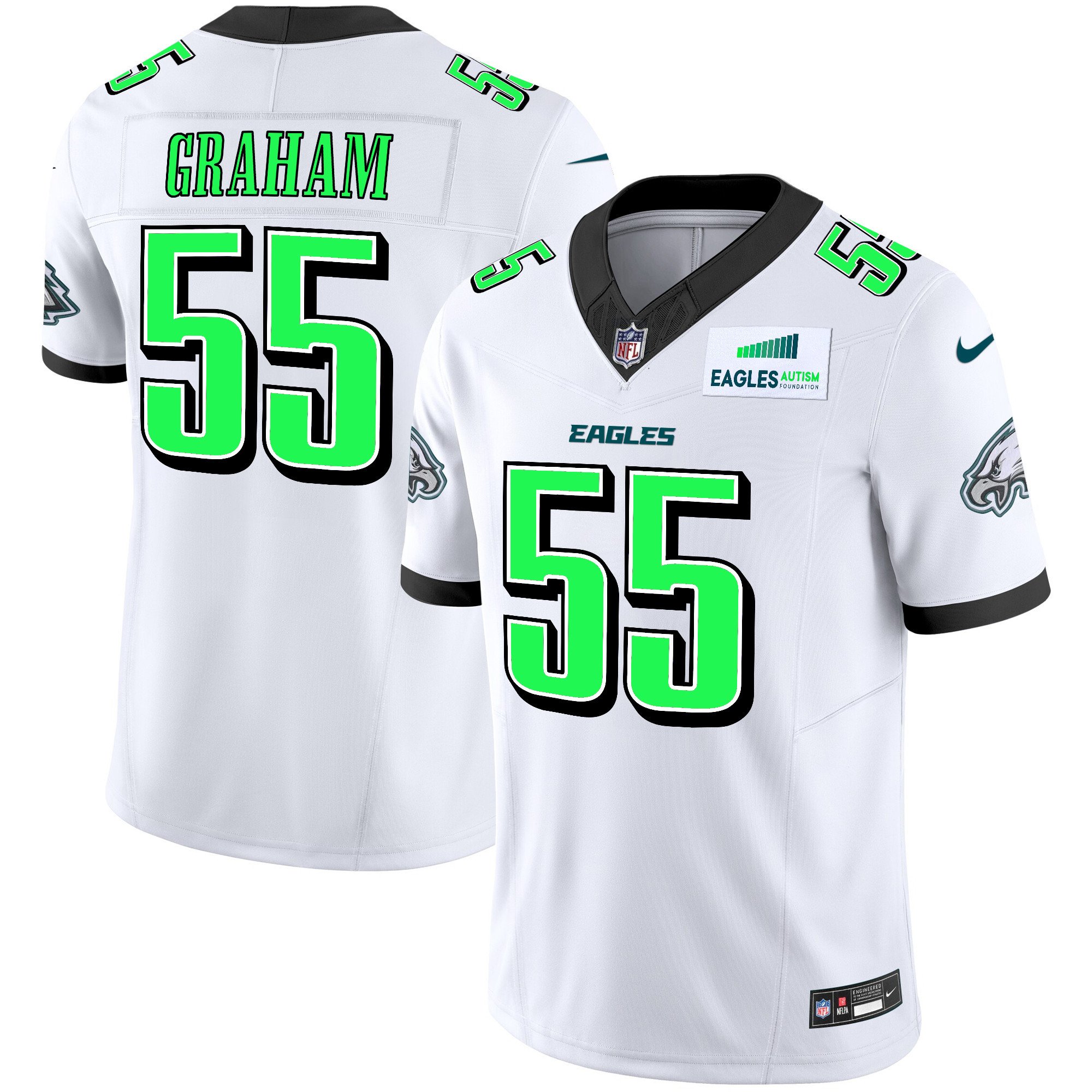 Men's Brandon Graham Philadelphia Eagles Autism Foundation Patch Vapor Limited White Jersey - All Stitched