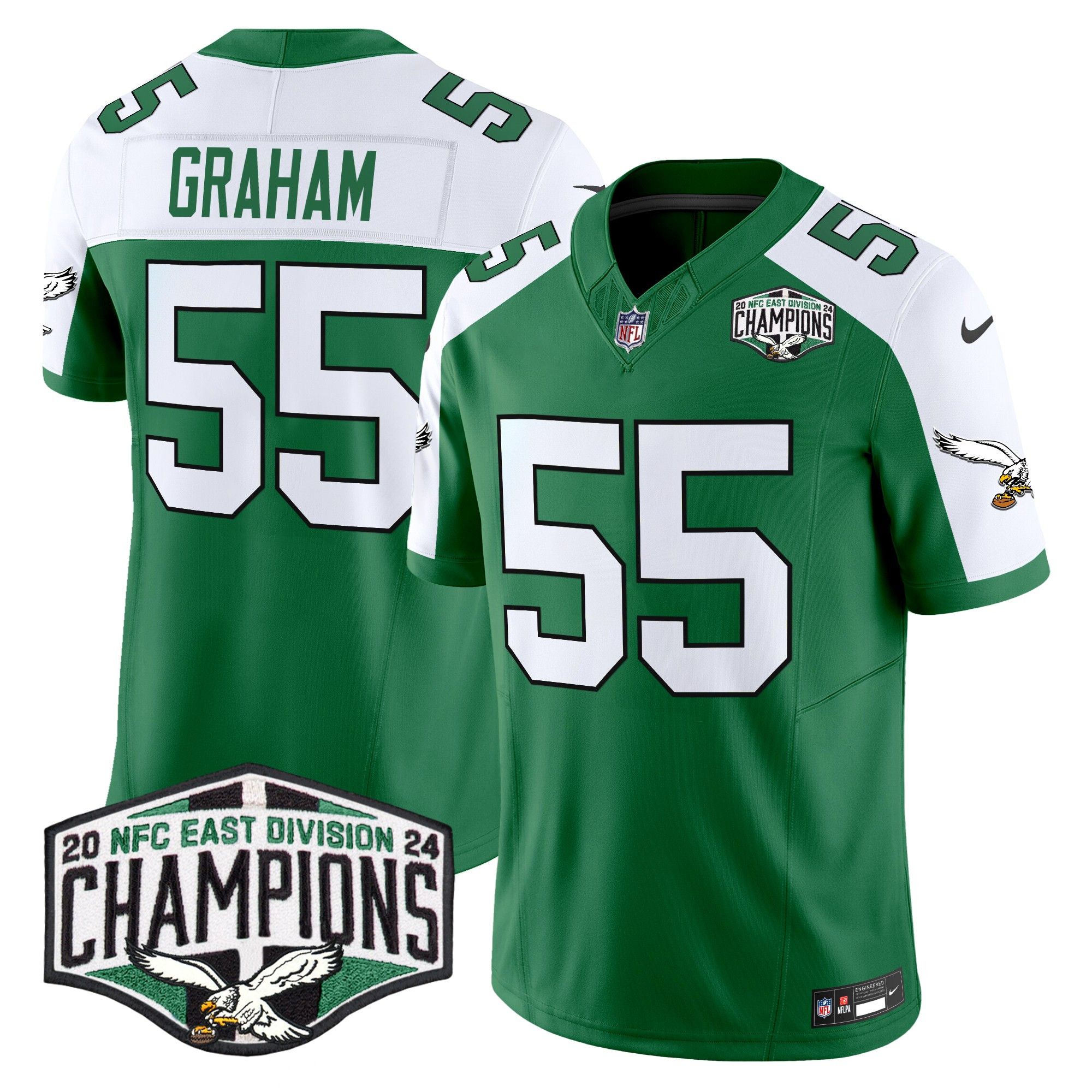 Men's Brandon Graham Philadelphia Eagles Kelly Green 2024 NFC East Division Champions Vapor Limited Kelly Alternate Jersey - All Stitched