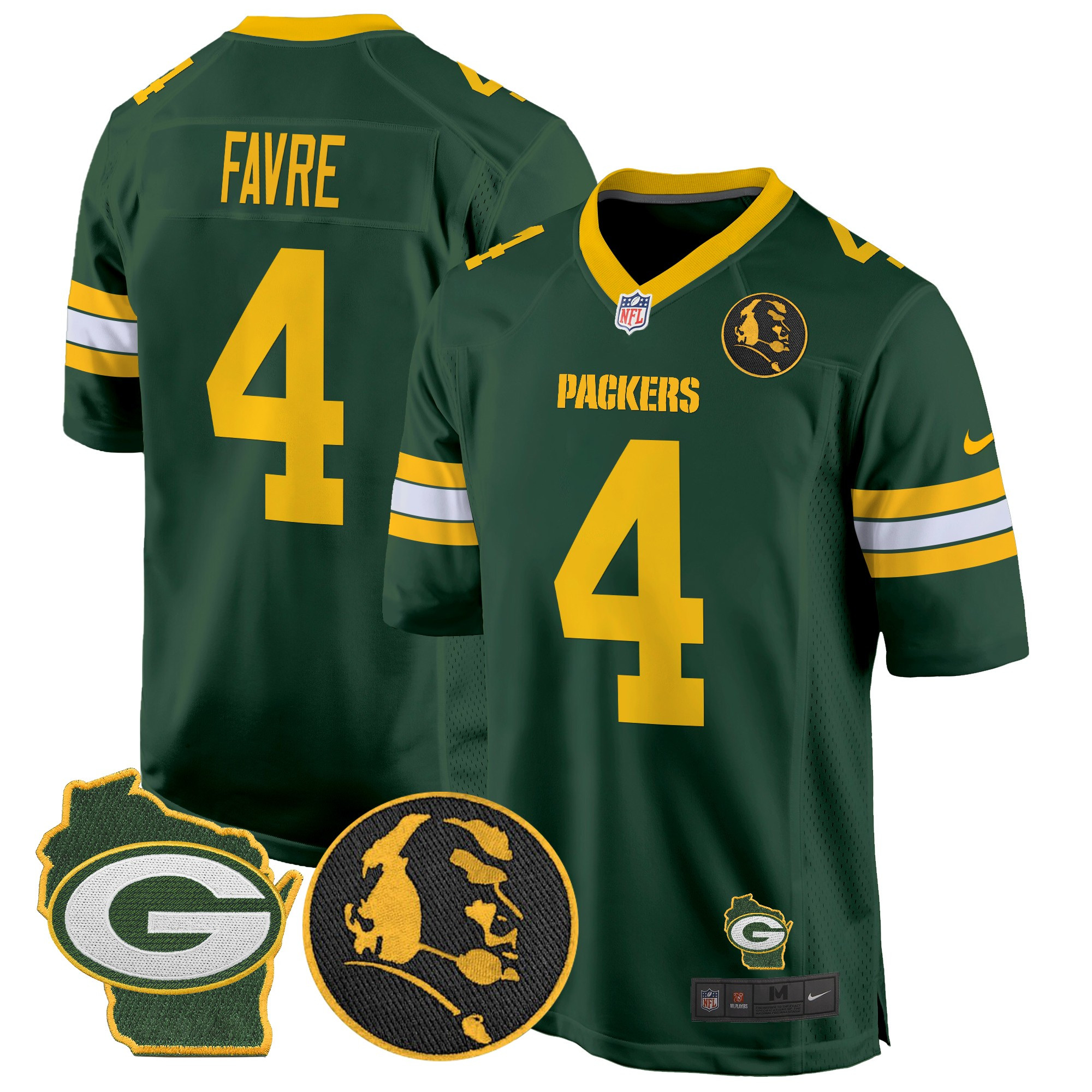 Men's Brett Favre Green Bay Packers John Madden & Home Patch Game Green Jersey - All Stitched