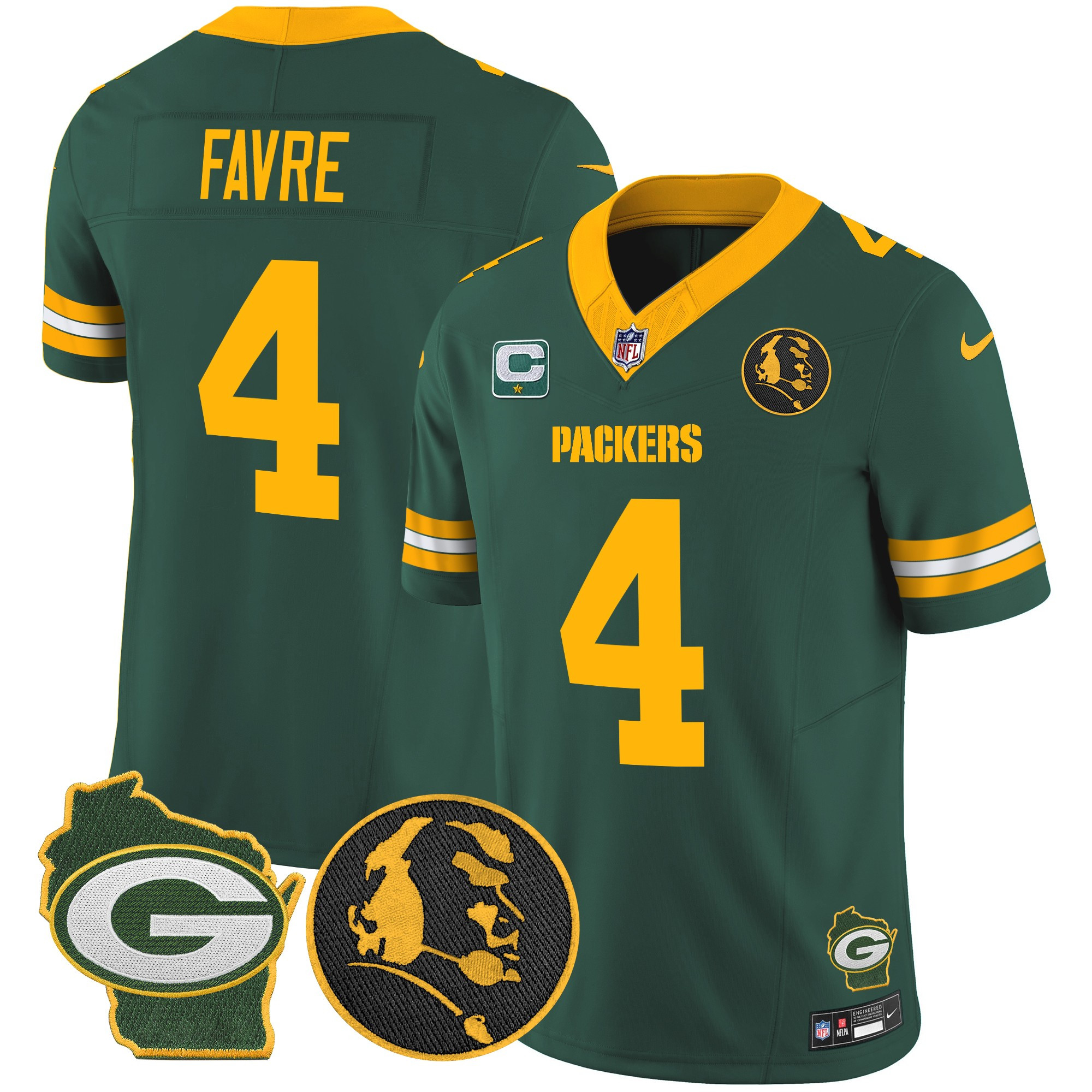 Men's Brett Favre Green Bay Packers John Madden & Home Patch Vapor Limited Green Jersey - All Stitched