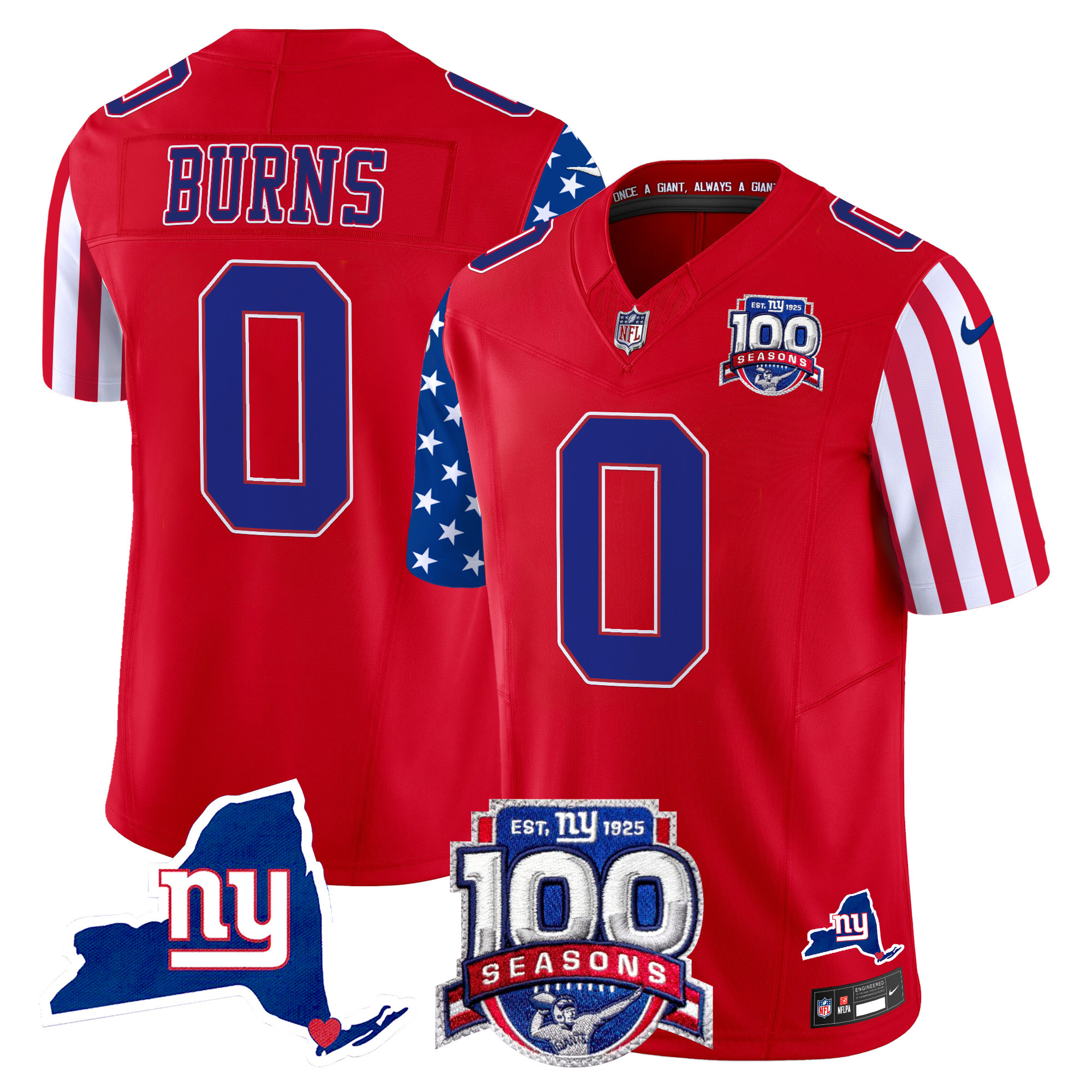 Men's Brian Burns New York Giants American Style Vapor Limited Red Jersey - All Stitched