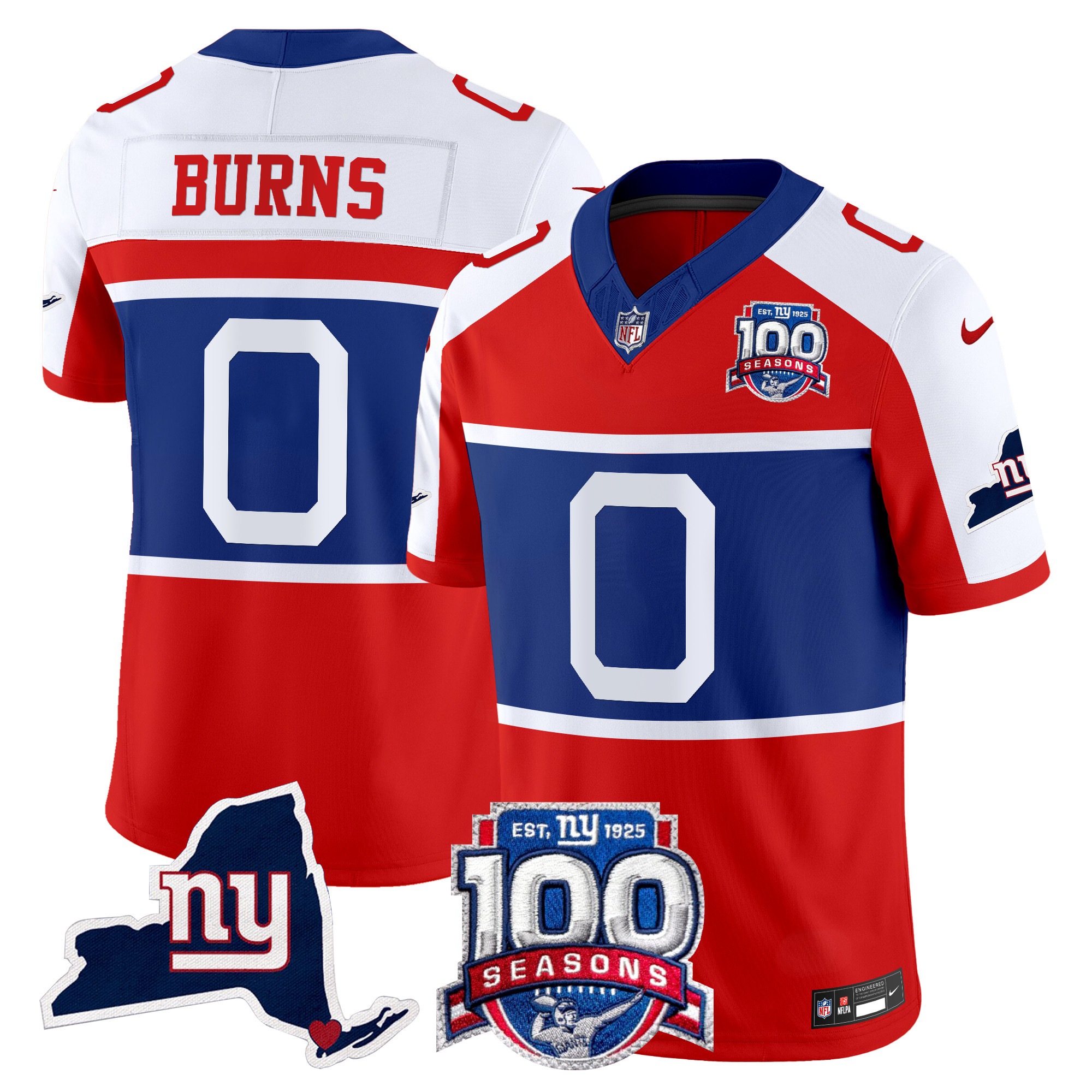 Men's Brian Burns New York Giants 'Century Red' 100th Commemorative Vapor Red Alternate Jersey V2 - All Stitched