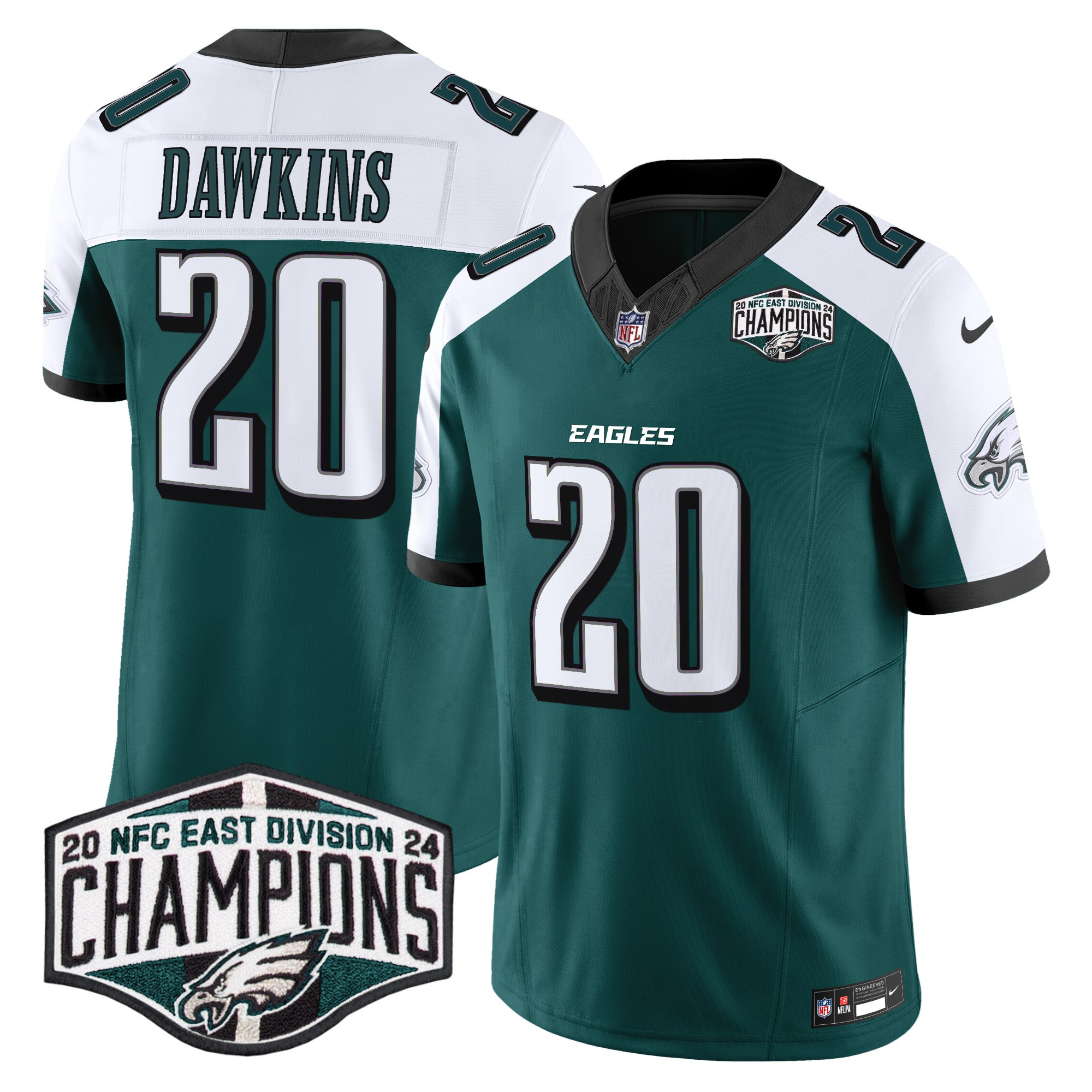 Men's Brian Dawkins Philadelphia Eagles 2024 NFC East Division Champions Vapor Limited Green Alternate Jersey - All Stitched