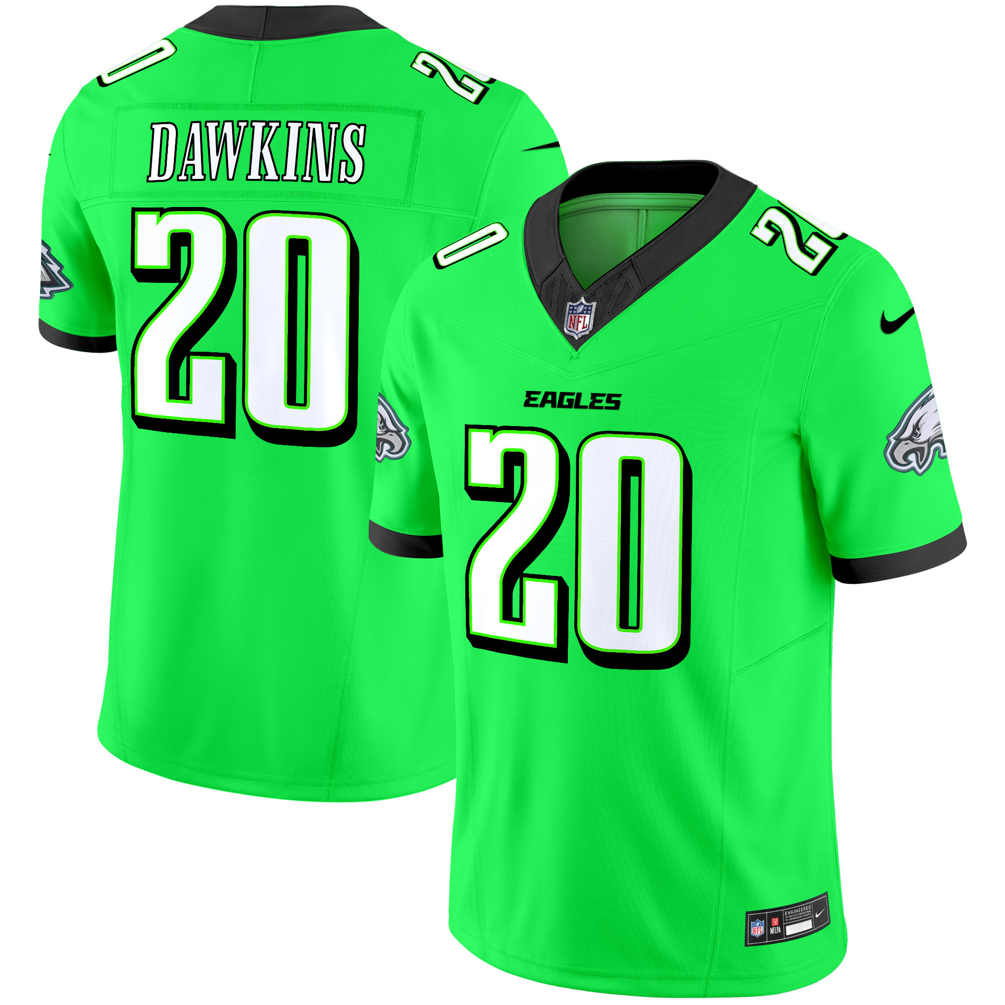 Men's Brian Dawkins Philadelphia Eagles 2024 Practice Vapor Limited Green Neon Jersey - All Stitched