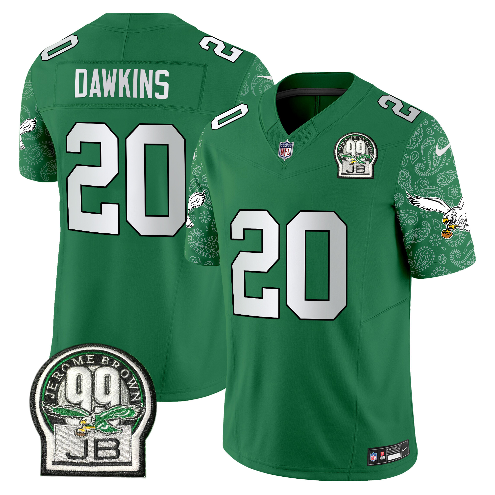 Men's Brian Dawkins Philadelphia Eagles Kelly Green Vapor Limited Kelly Green Jersey V4 - All Stitched
