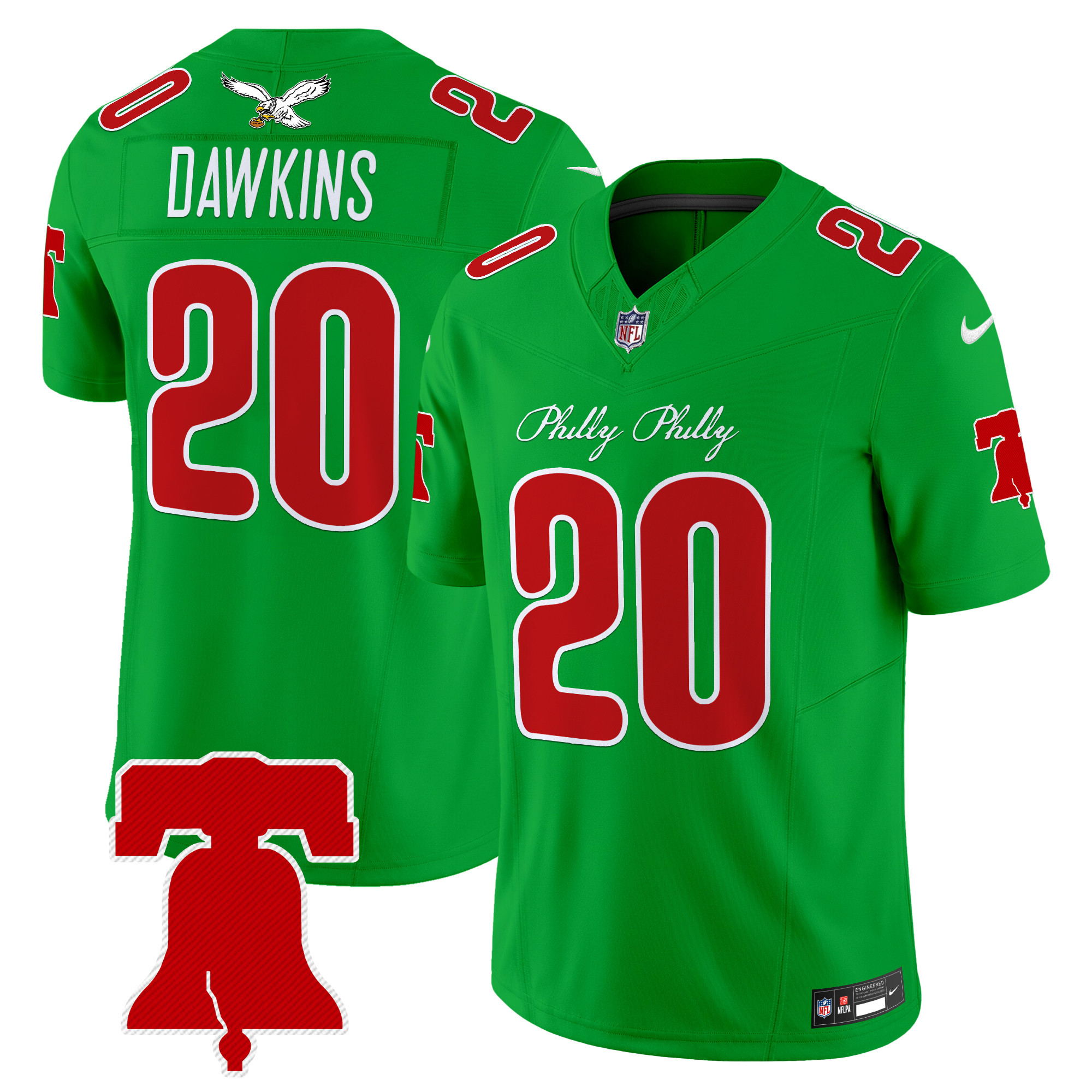 Men's Brian Dawkins Philadelphia Eagles Philly Phanatic Style Vapor Limited Kelly Green Jersey - All Stitched