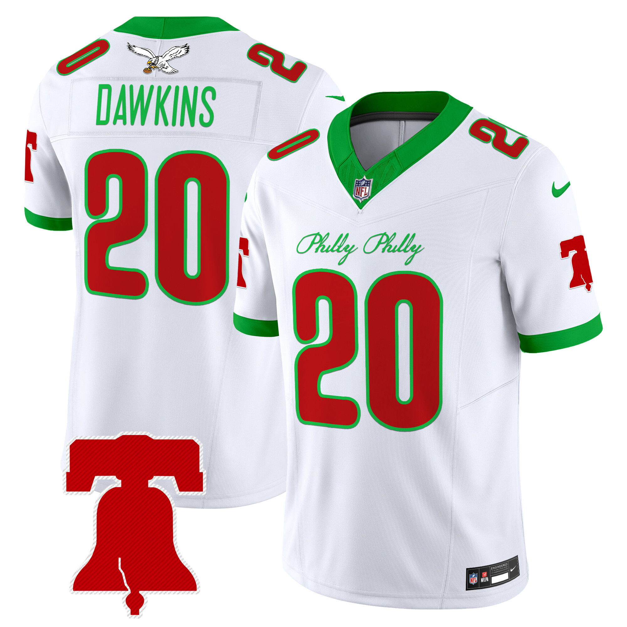 Men's Brian Dawkins Philadelphia Eagles Philly Phanatic Style Vapor Limited Kelly White Jersey - All Stitched