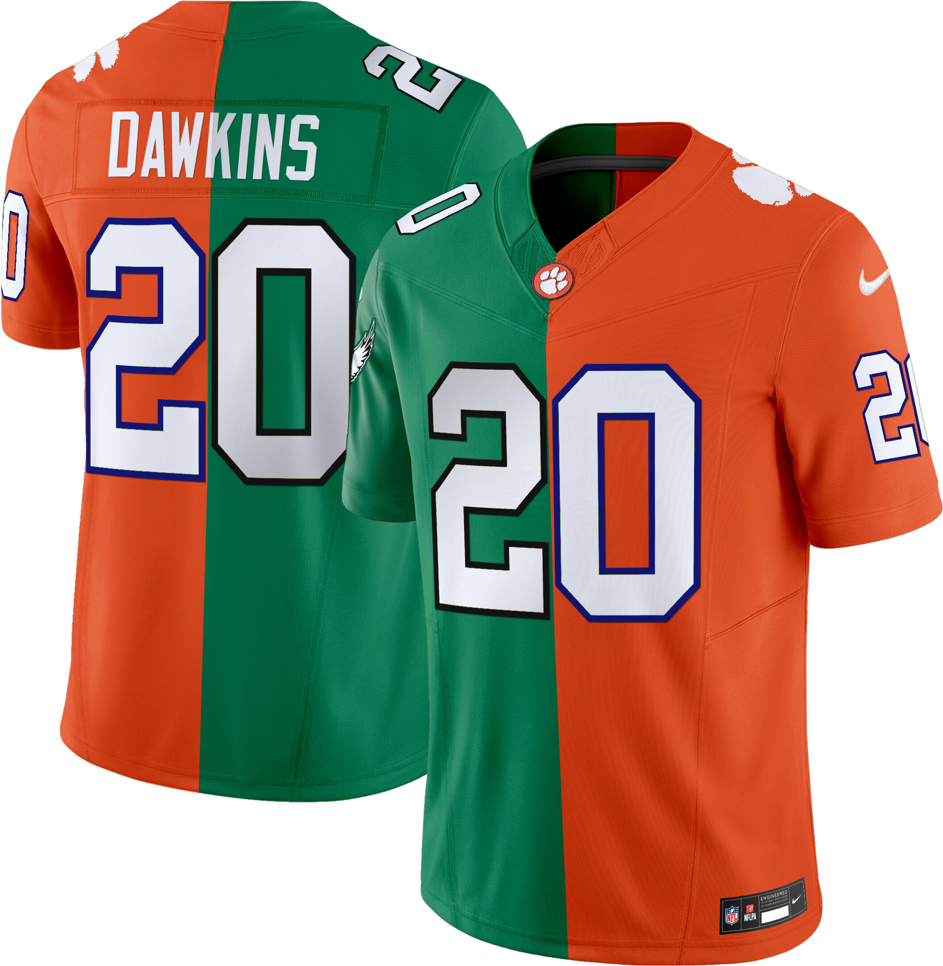 Men's Brian Dawkins Split Philadelphia Eagles & College Football Vapor Limited Jersey - All Stitched