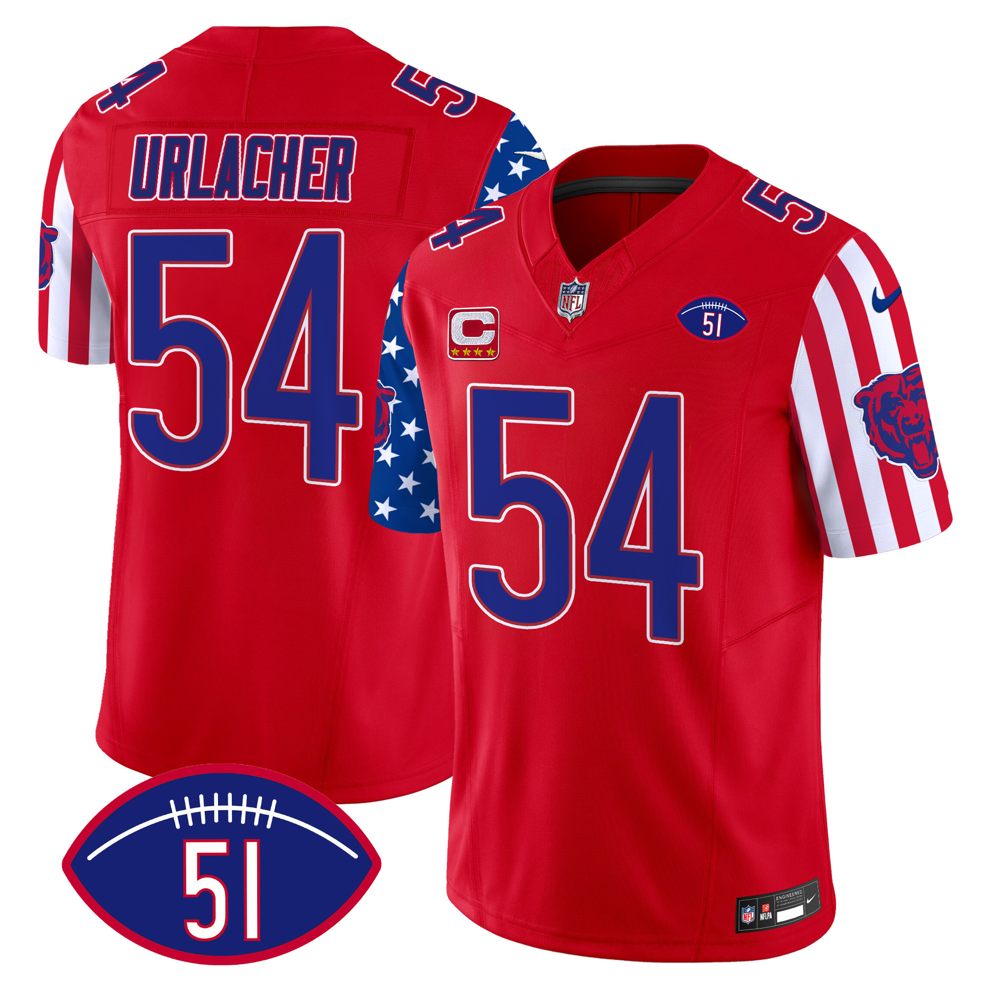 Men's Brian Urlacher Chicago Bears American Style Vapor Limited Red Jersey - All Stitched