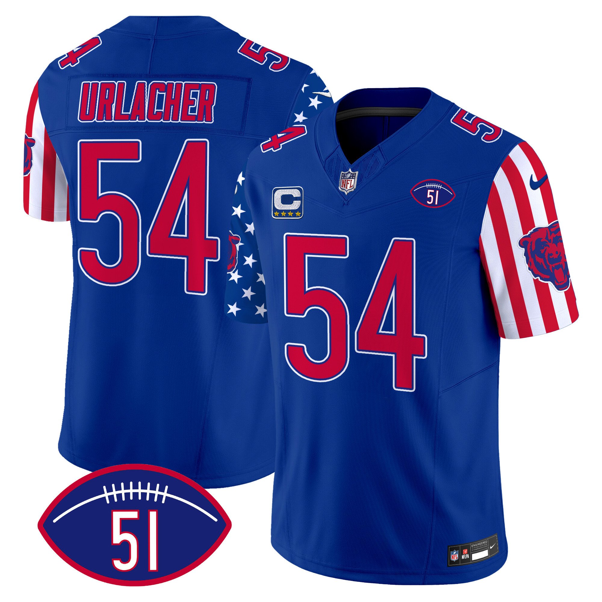 Men's Brian Urlacher Chicago Bears American Style Vapor Limited Royal Jersey - All Stitched