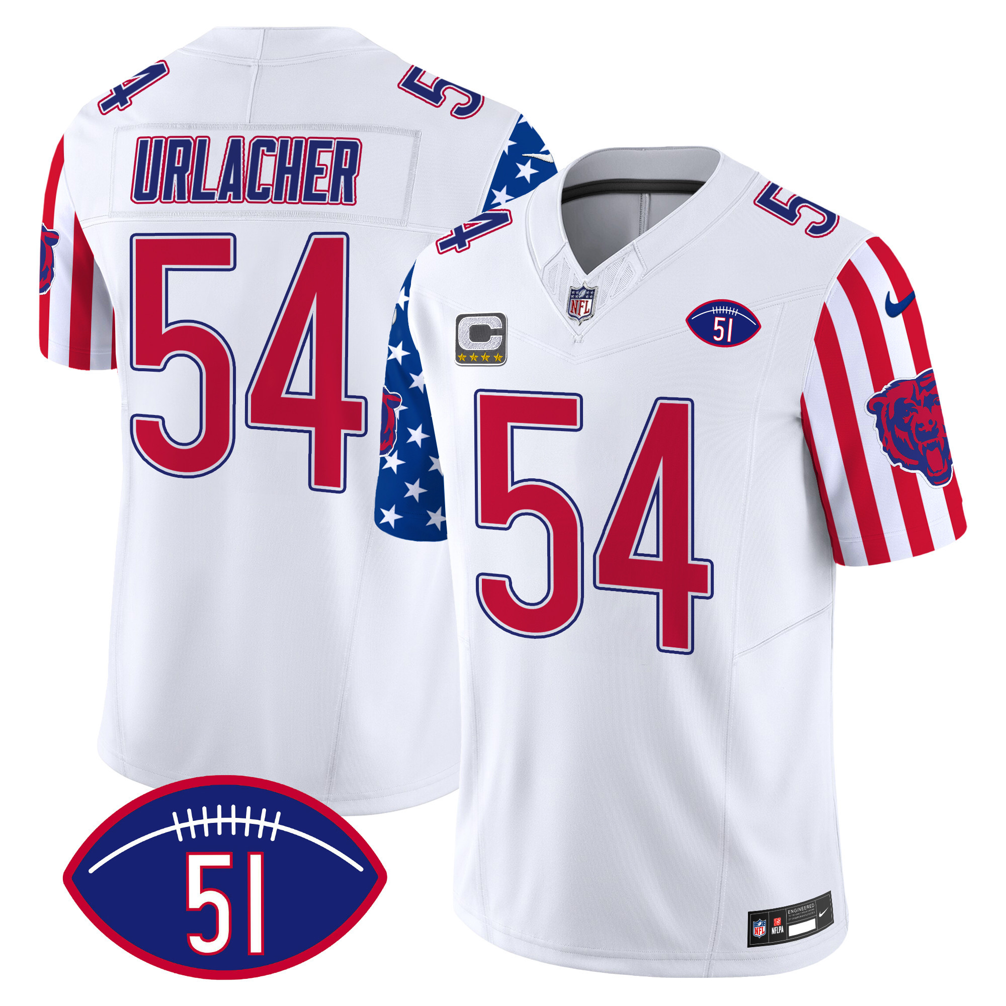 Men's Brian Urlacher Chicago Bears American Style Vapor Limited White Jersey - All Stitched