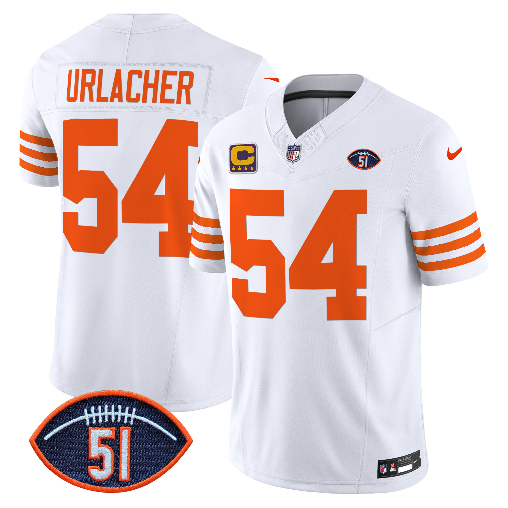 Men's Brian Urlacher Chicago Bears Dick Butkus Patch Throwback Vapor Limited White Jersey - All Stitched