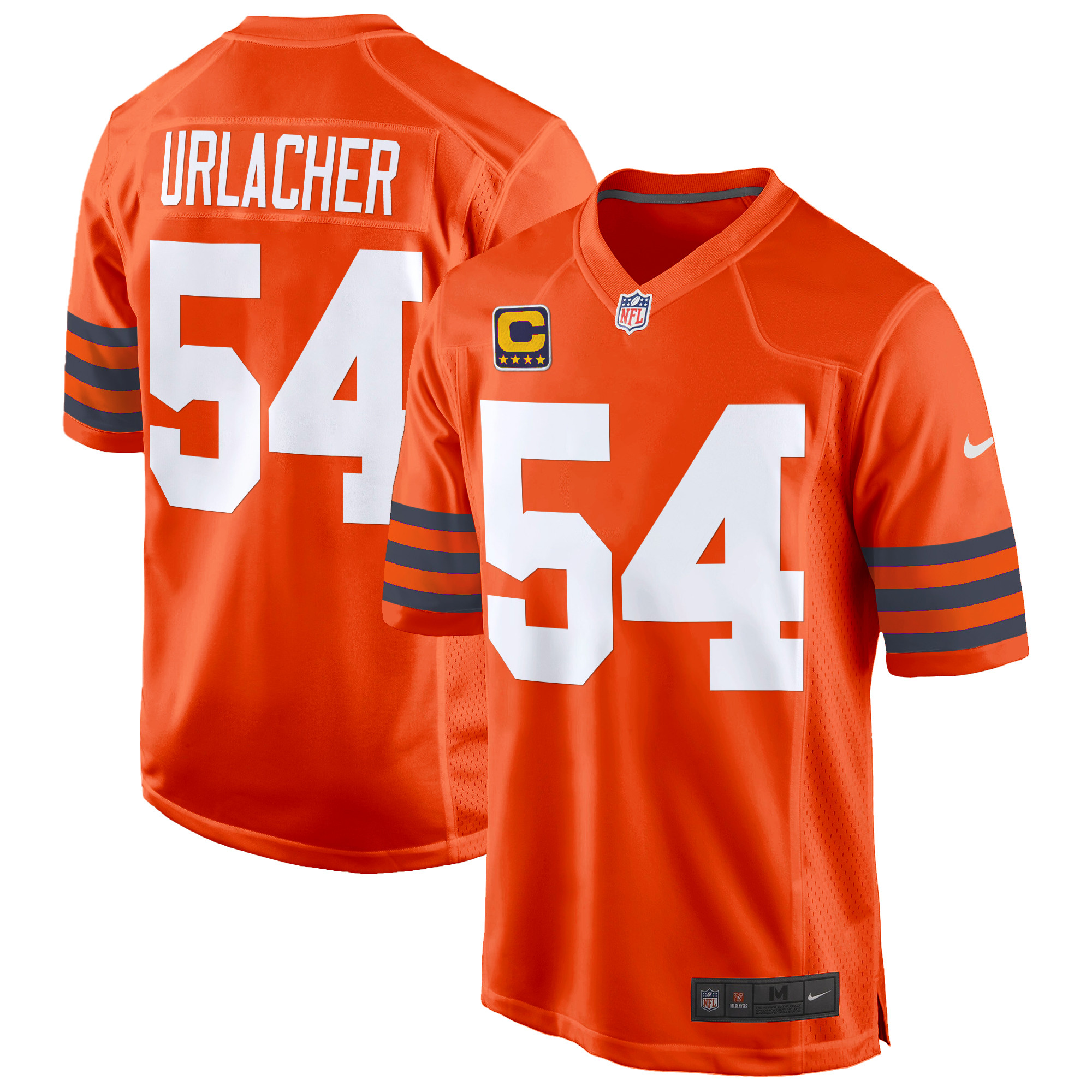 Men's Brian Urlacher Chicago Bears Throwback Game Orange Jersey - All Stitched