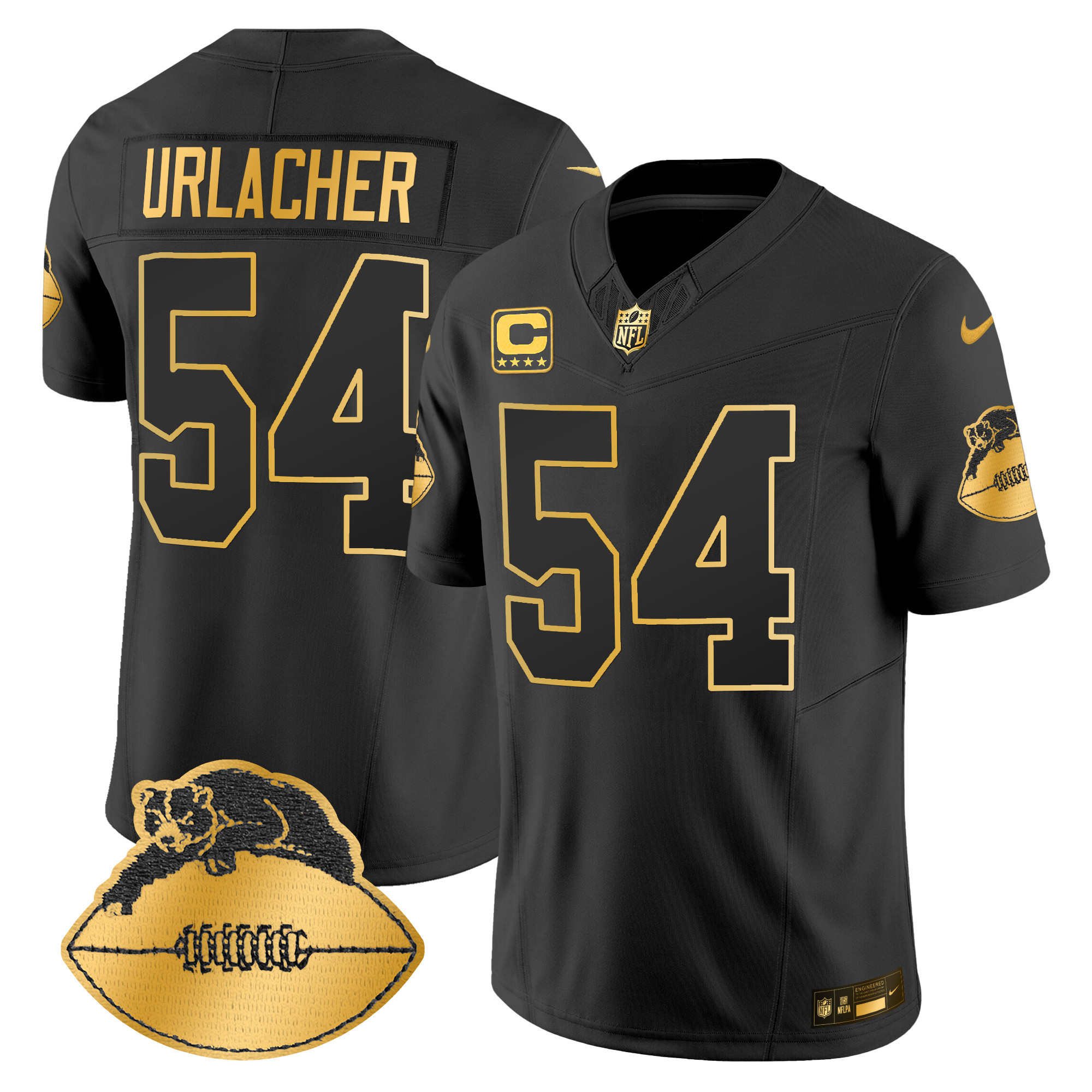 Men's Brian Urlacher Chicago Bears Throwback Gold Vapor Limited Black Gold Jersey - All Stitched