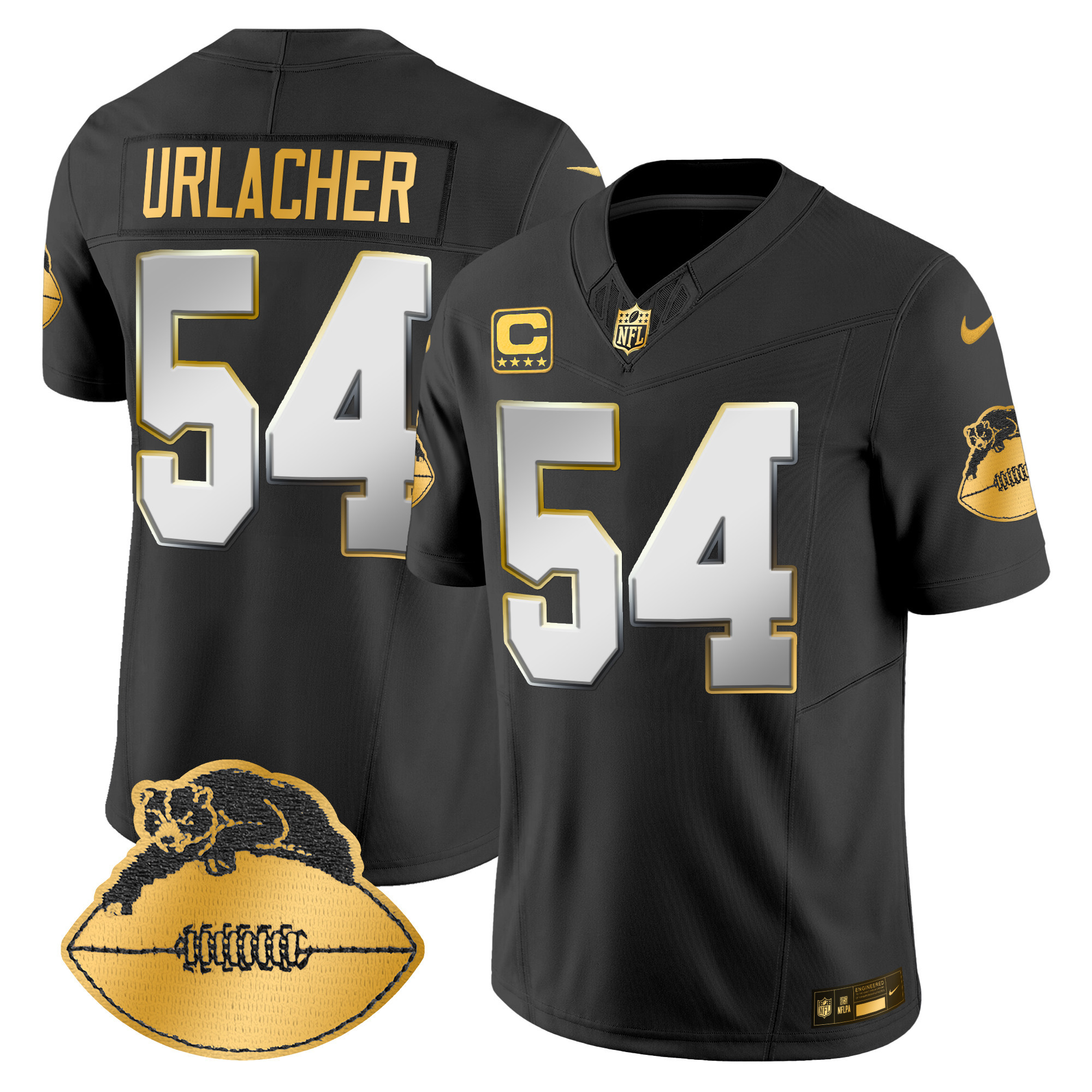 Men's Brian Urlacher Chicago Bears Throwback Gold Vapor Limited Black Limited Jersey - All Stitched