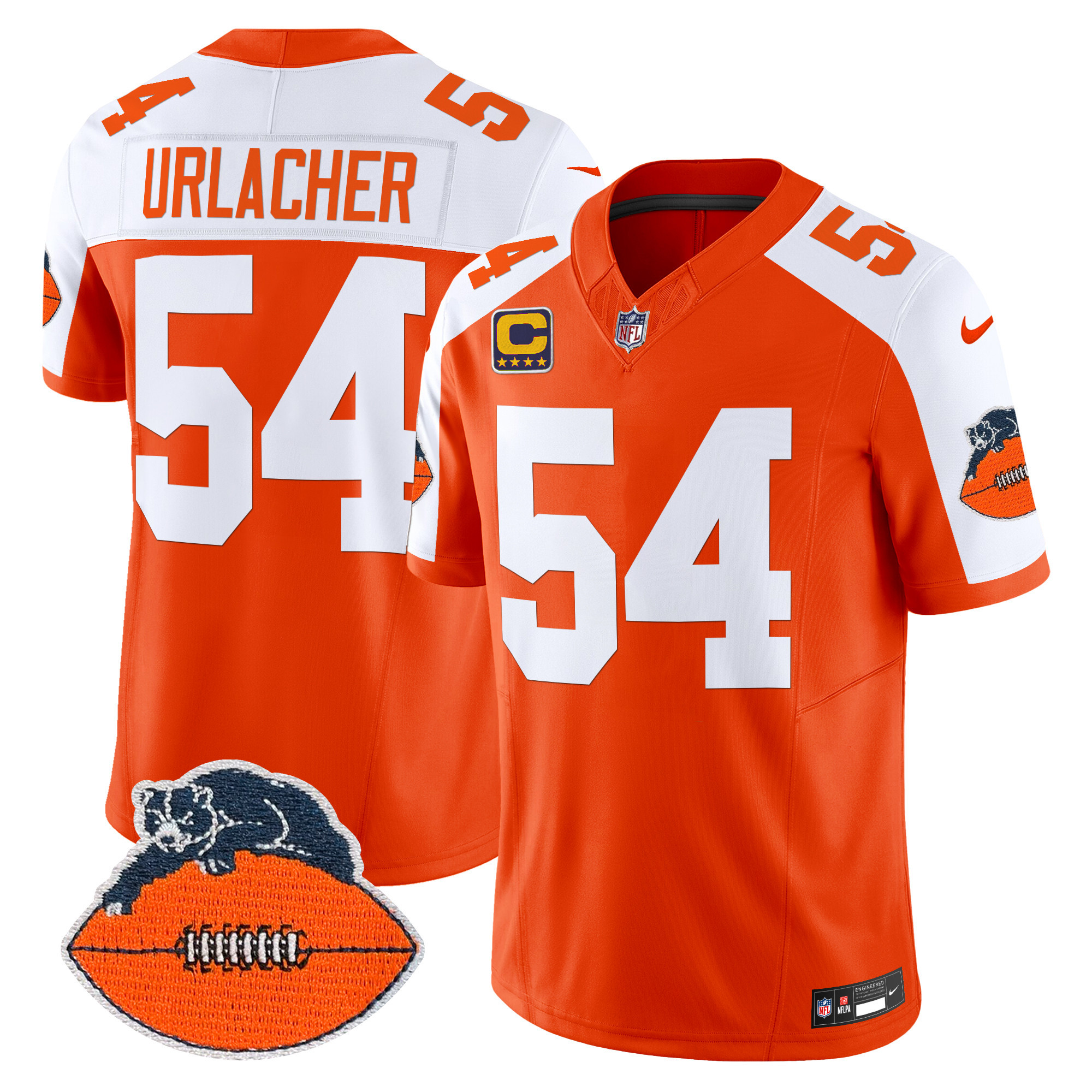 Men's Brian Urlacher Chicago Bears Throwback Vapor Limited Orange Alternate Jersey - All Stitched