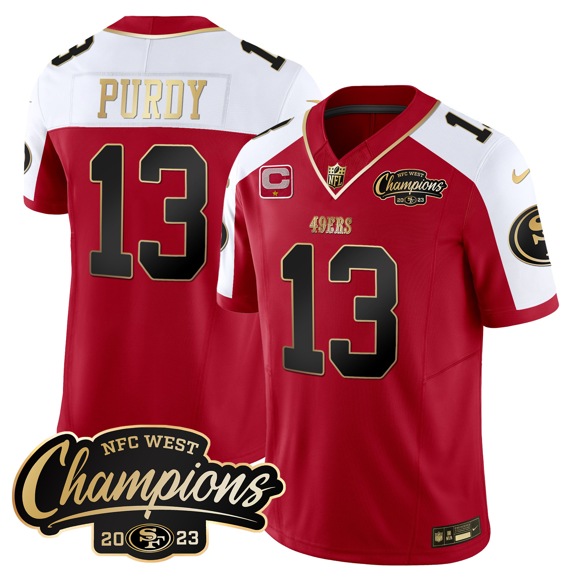 Men's Brock Purdy San Francisco 49ers 2023 NFC West Champions Patch Vapor Alternate Jersey - All Stitched
