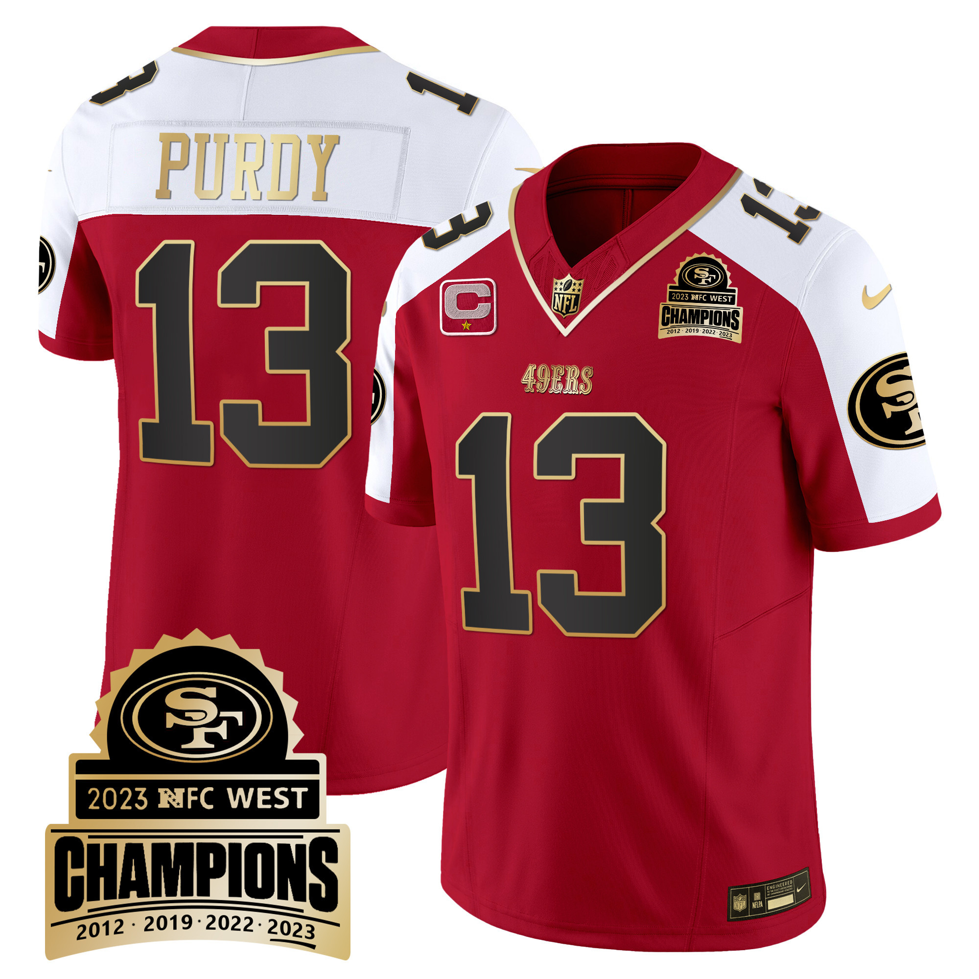 Men's Brock Purdy San Francisco 49ers 2023 NFC West Champions Patch Vapor Alternate Jersey V4 - All Stitched