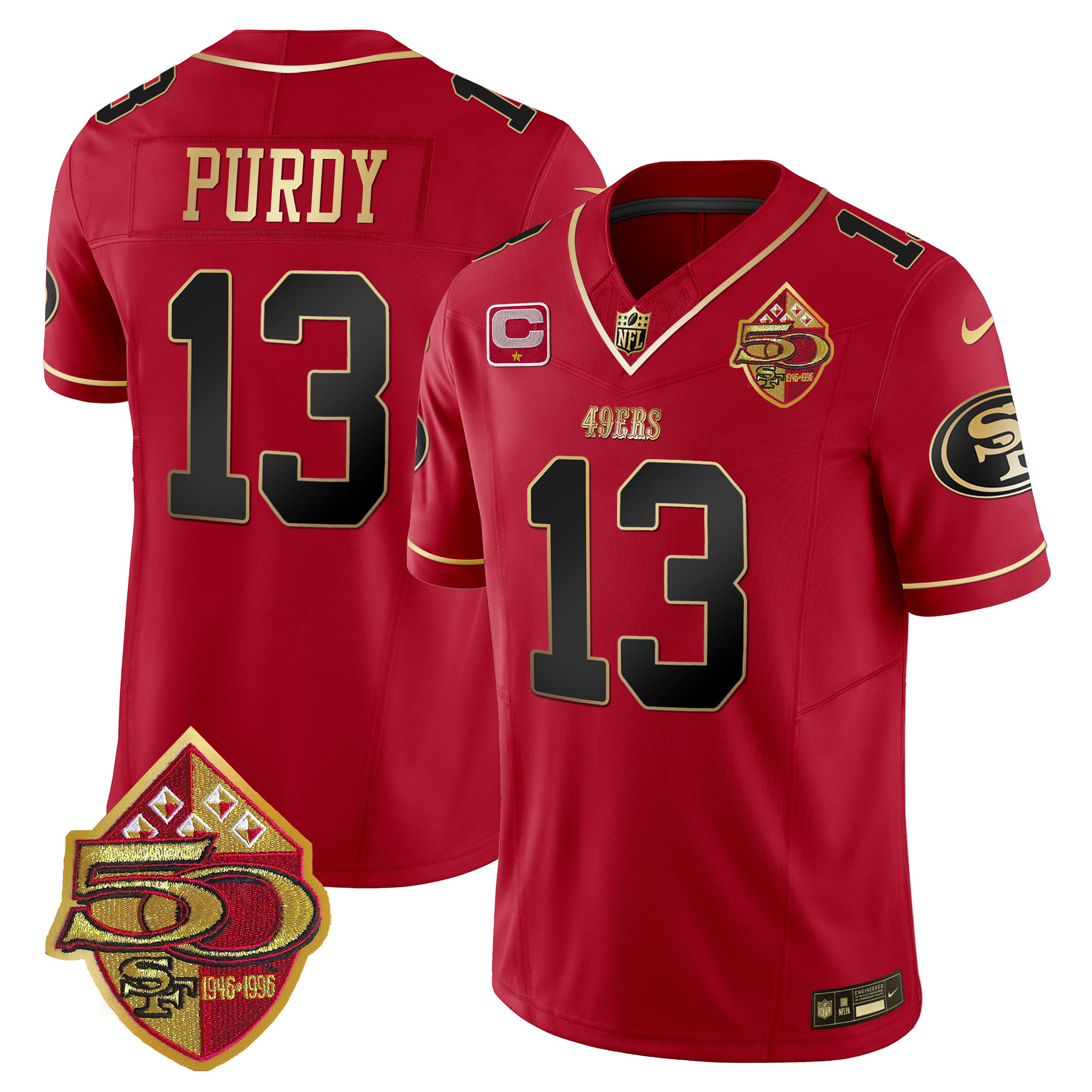 Men's Brock Purdy San Francisco 49ers 50th Anniversary Patch Vapor Limited Scarlet Limited Jersey - All Stitched
