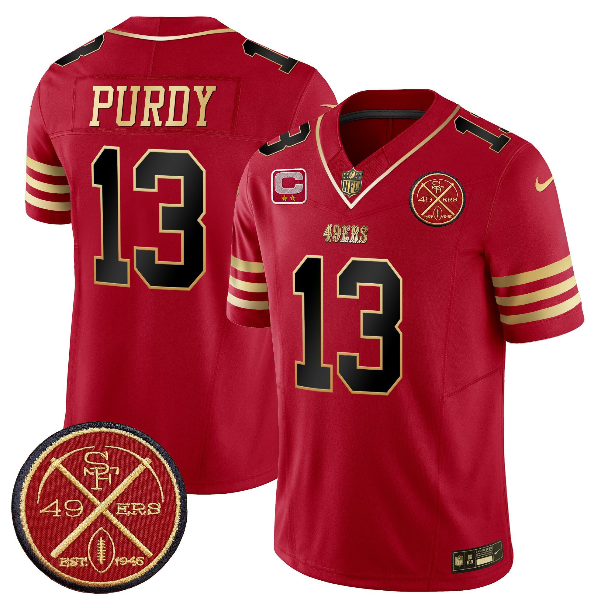 Men's Brock Purdy San Francisco 49ers Est.1946 Patch Vapor Limited Black Scarlet Jersey - All Stitched