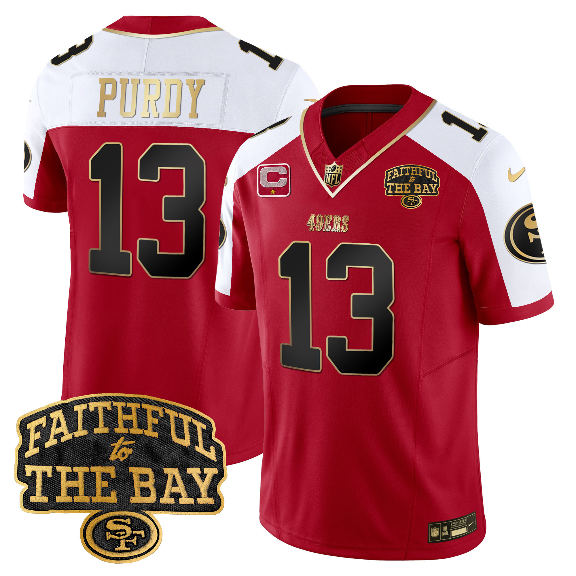 Men's Brock Purdy San Francisco 49ers Faithful To The Bay Patch Vapor Limited Alternate Jersey V8 - All Stitched