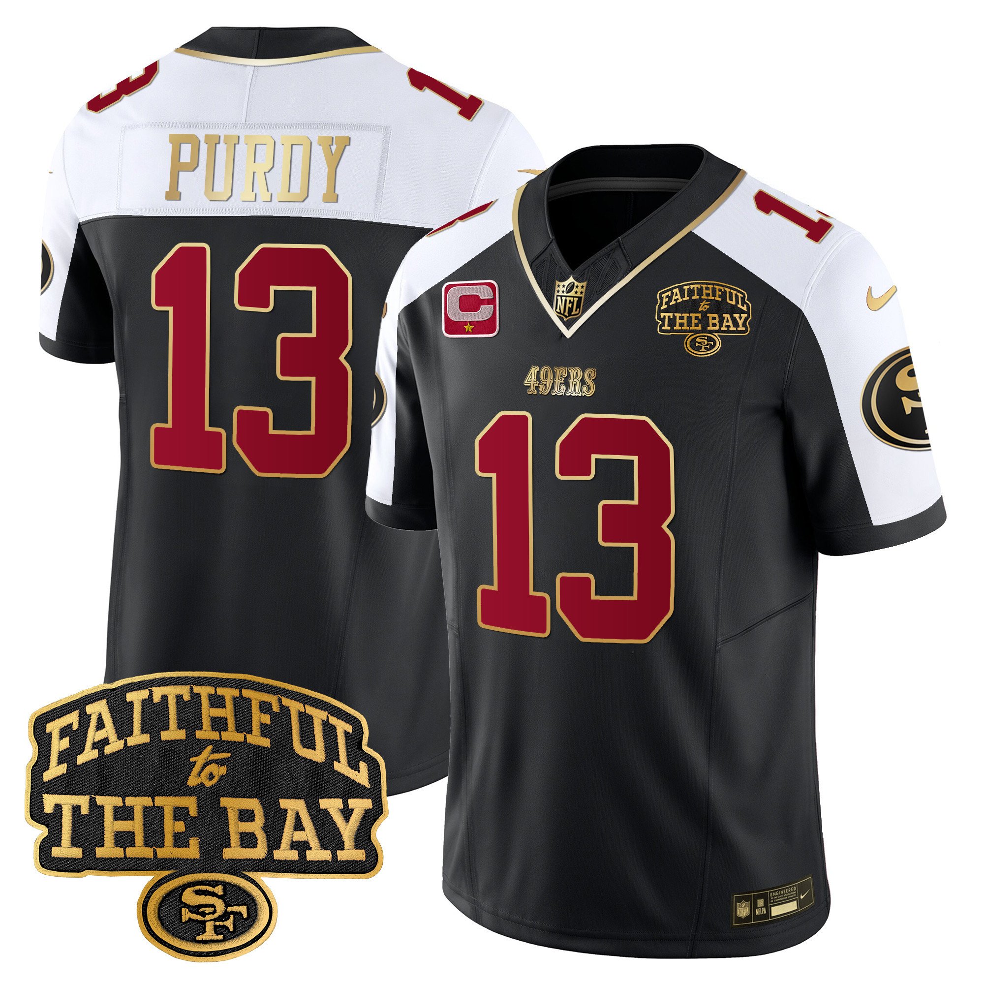 Men's Brock Purdy San Francisco 49ers Faithful To The Bay Patch Vapor Limited Black Alternate Jersey V8 - All Stitched