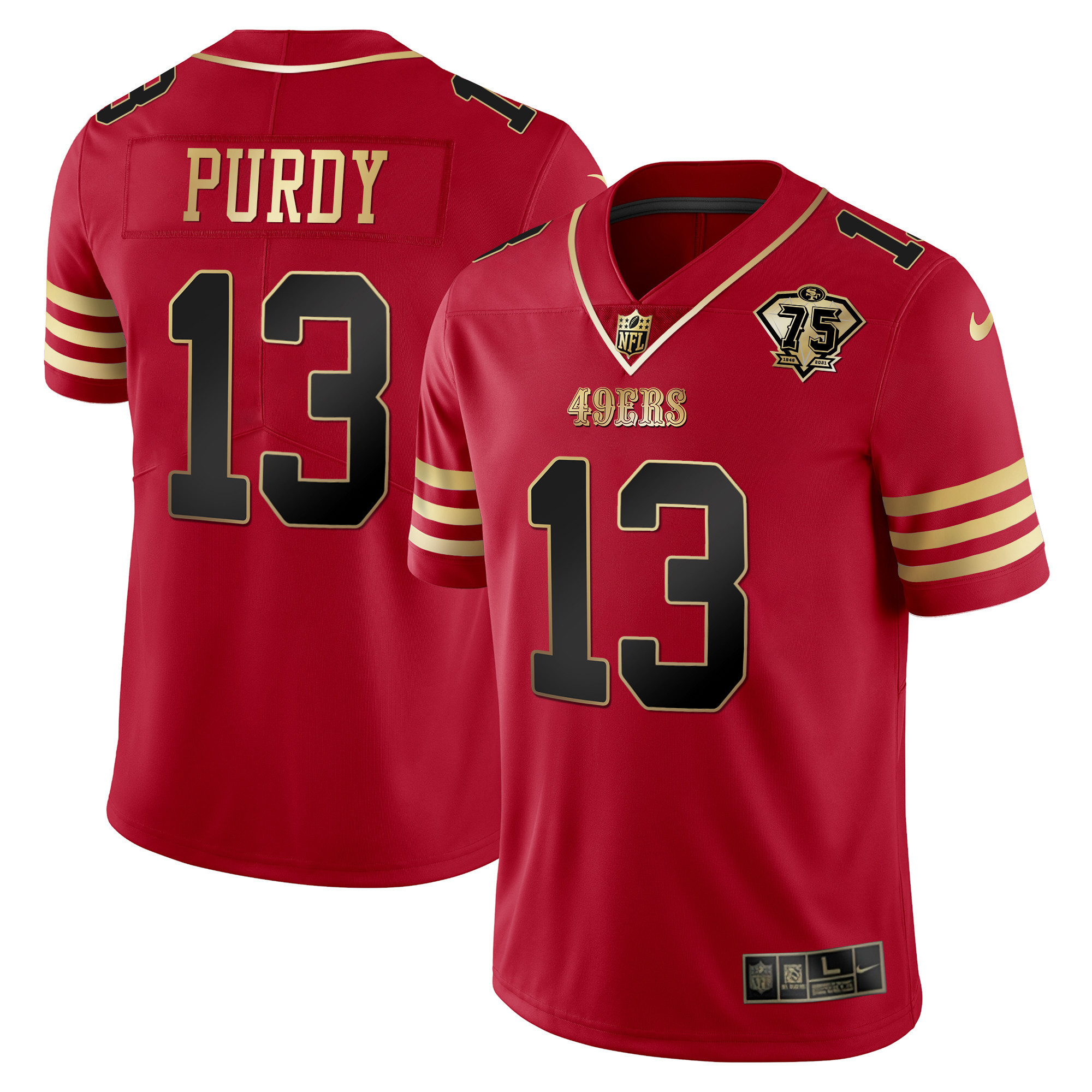 Men's Brock Purdy San Francisco 49ers Game Black Red Jersey - All Stitched