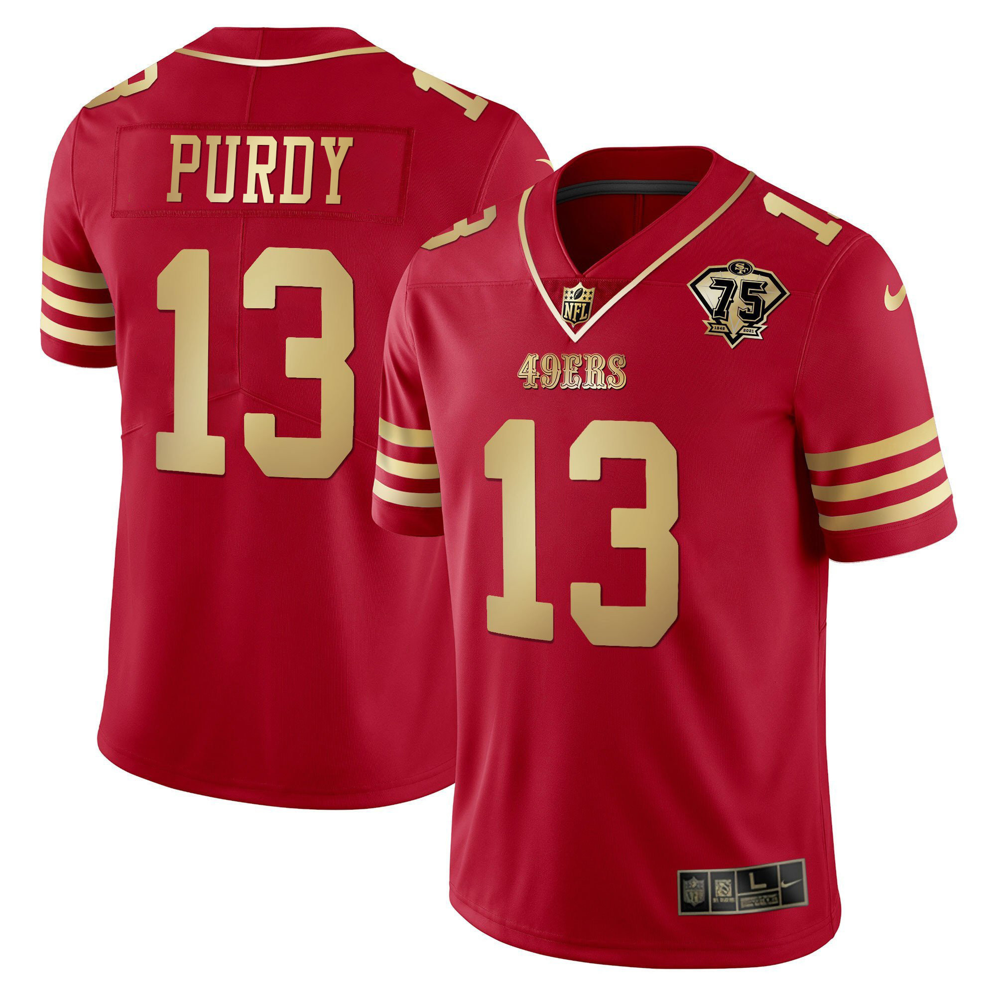 Men's Brock Purdy San Francisco 49ers Game Red Gold Jersey - All Stitched