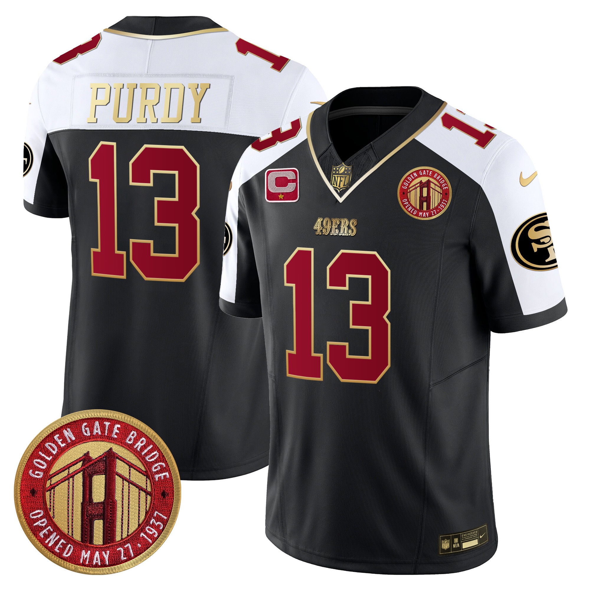 Men's Brock Purdy San Francisco 49ers Golden Gate Bridge Patch Vapor Limited Black Alternate Jersey - All Stitched