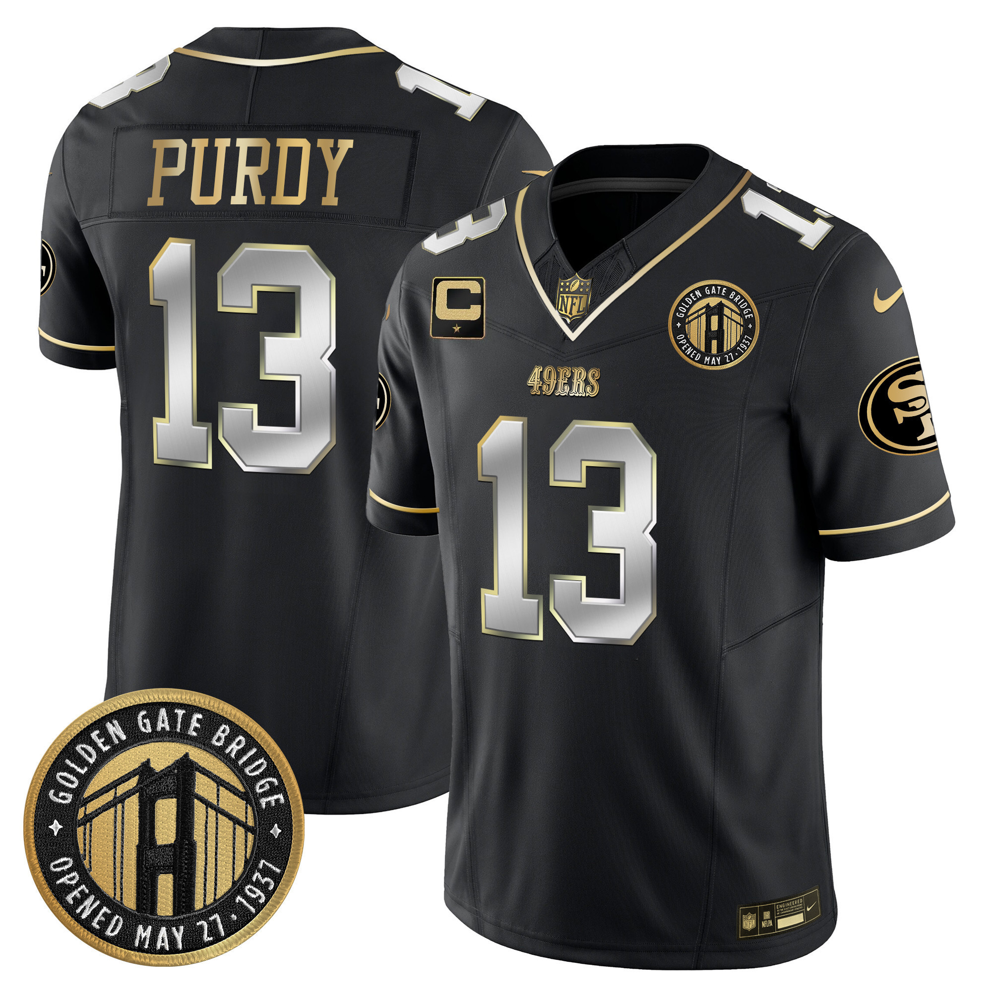 Men's Brock Purdy San Francisco 49ers Golden Gate Bridge Patch Vapor Limited Black Limited Jersey - All Stitched