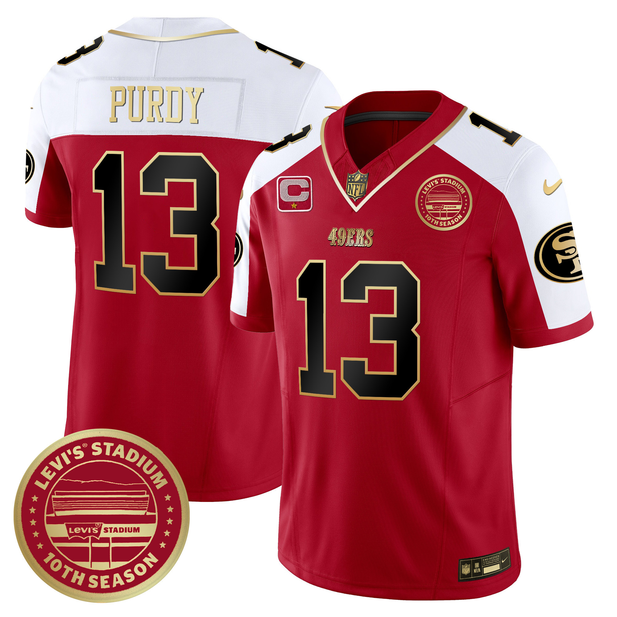 Men's Brock Purdy San Francisco 49ers Levi's Stadium 10th Season Patch Vapor Limited Alternate Jersey - All Stitched