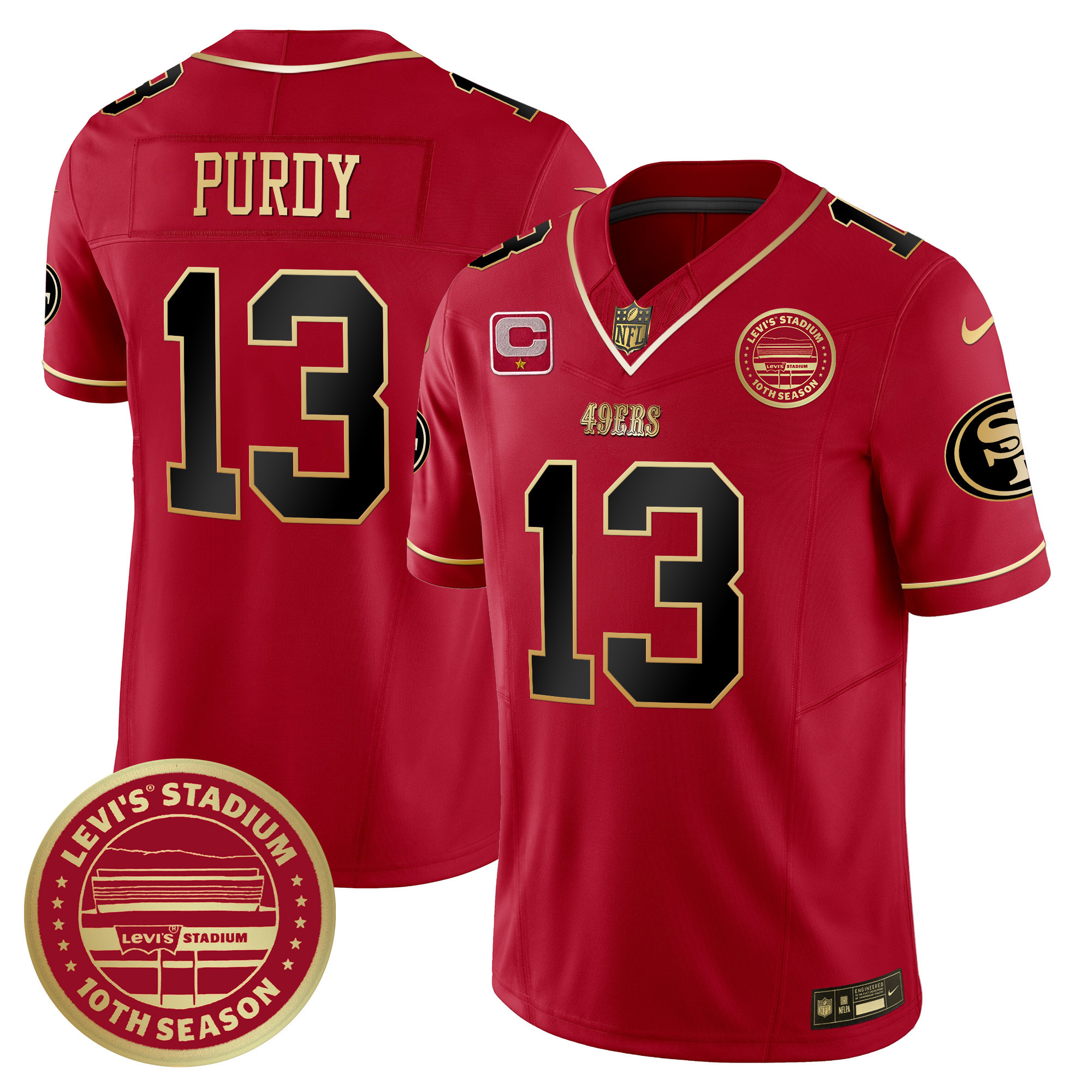 Men's Brock Purdy San Francisco 49ers Levi's Stadium 10th Season Patch Vapor Limited Scarlet Limited Jersey - All Stitched