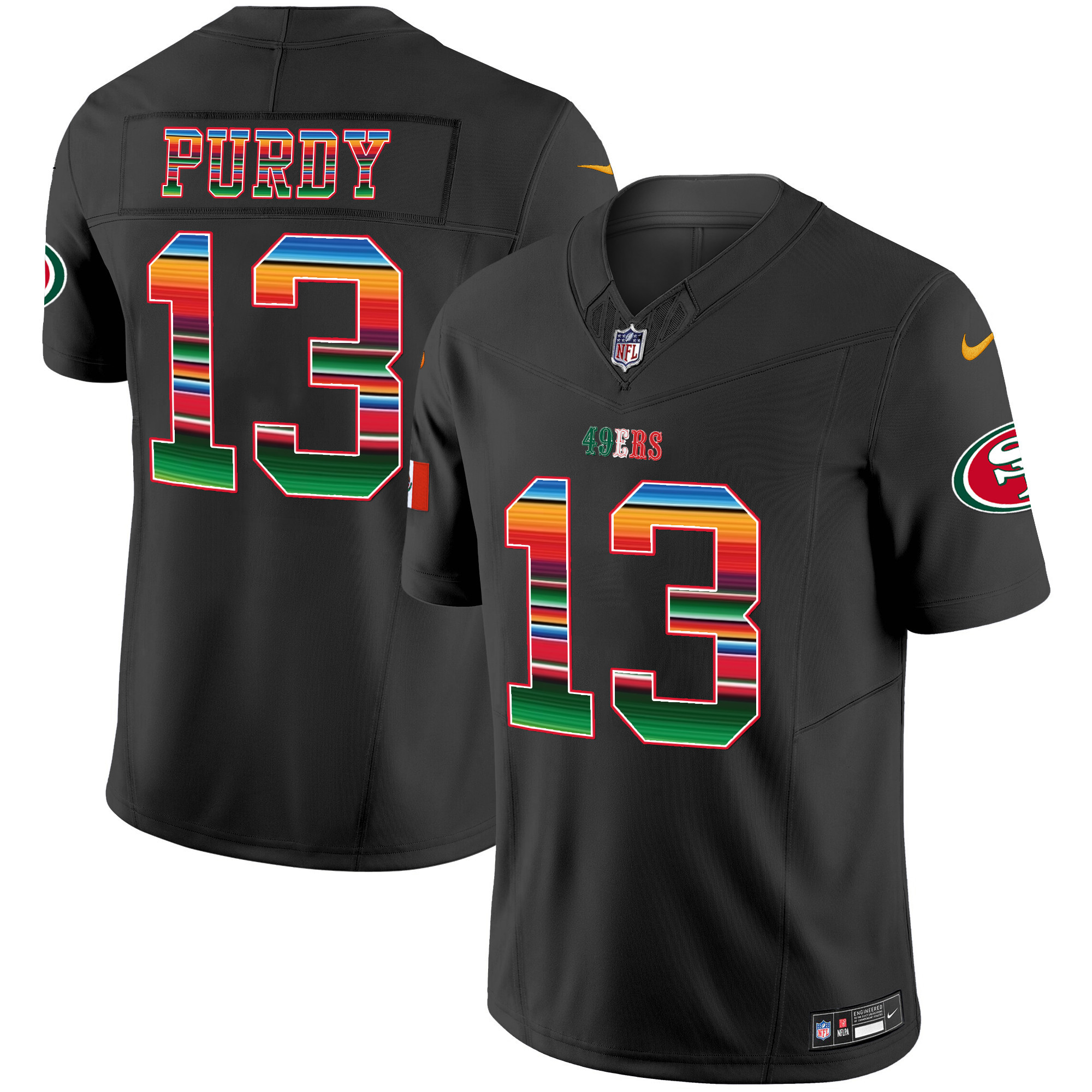 Men's Brock Purdy San Francisco 49ers Mexico Vapor Black Jersey V3 - All Stitched