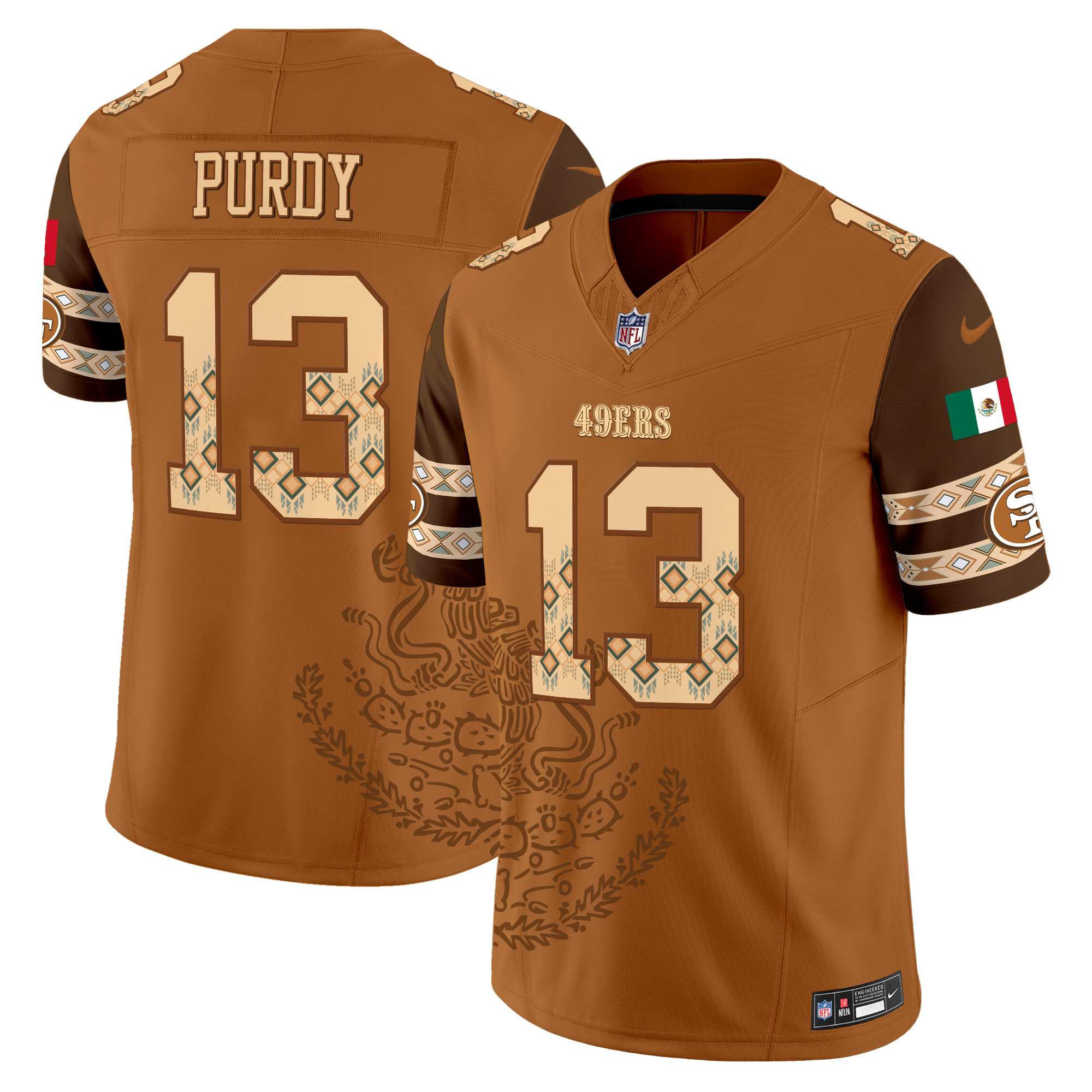 Men's Brock Purdy San Francisco 49ers Mexico Vapor Limited Brown Jersey - Printed