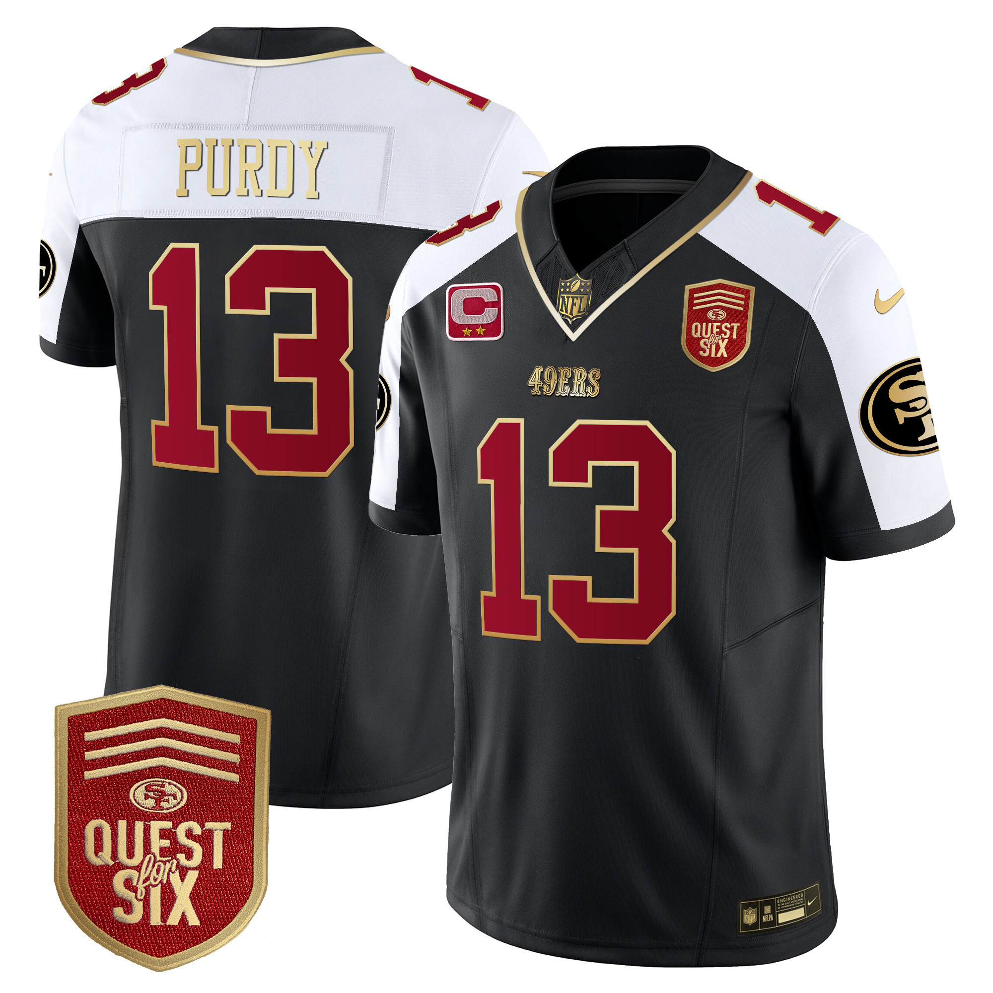Men's Brock Purdy San Francisco 49ers Quest For Six Patch Vapor Limited Black Alternate Jersey - All Stitched