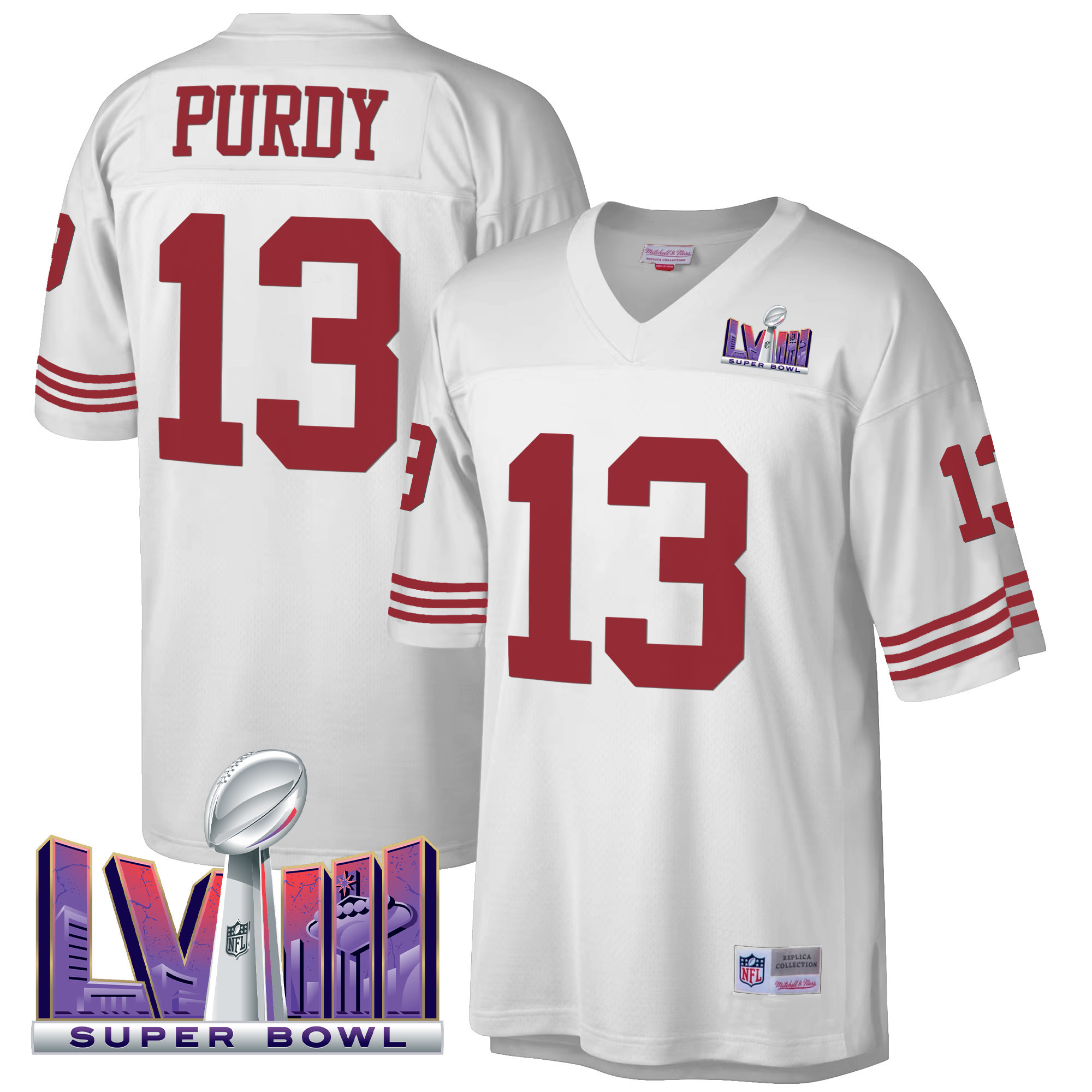 Men's Brock Purdy San Francisco 49ers Super Bowl LVIII 1990 Big & Tall White Jersey - All Stitched