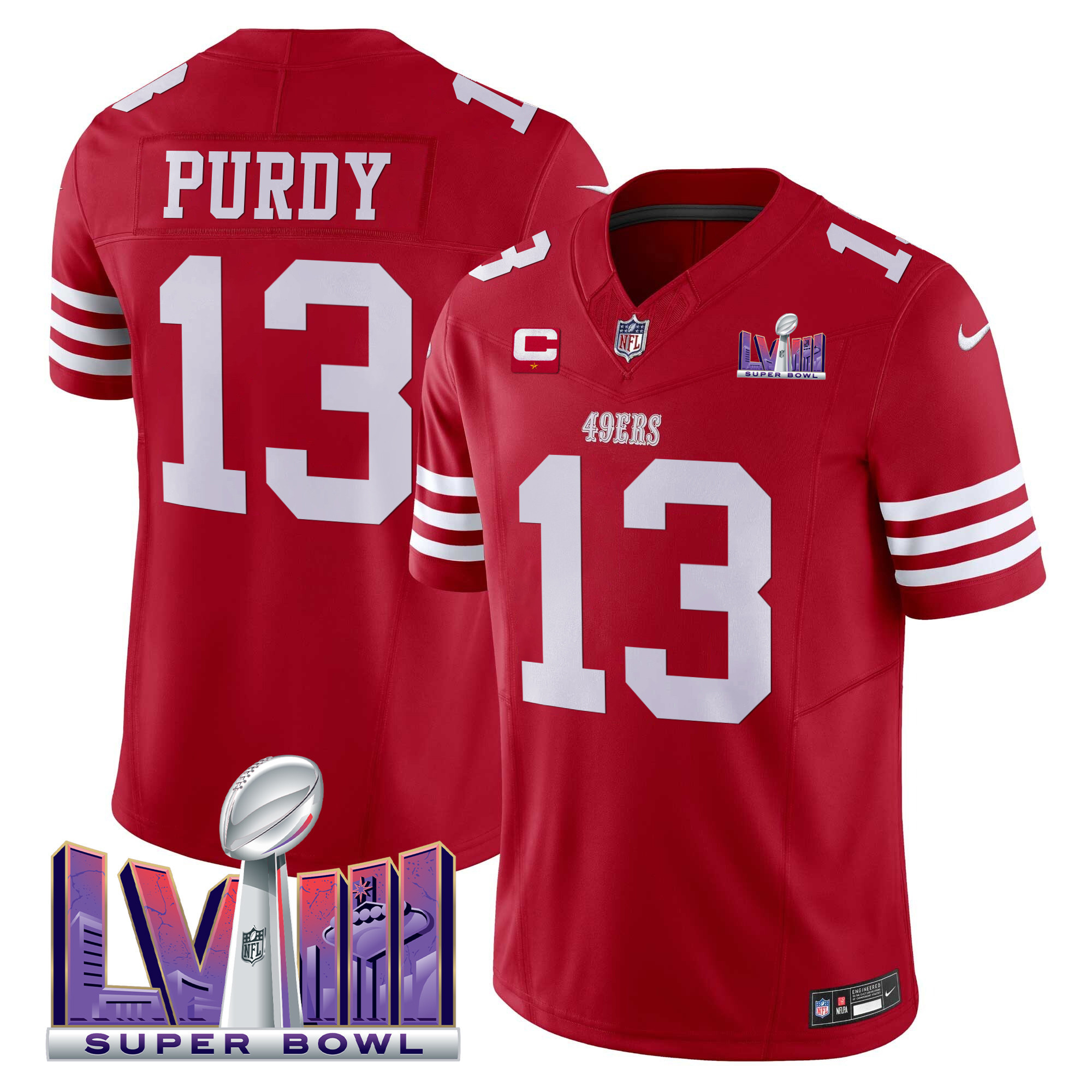 Men's Brock Purdy San Francisco 49ers Super Bowl LVIII Patch Vapor Limited Red Jersey - All Stitched