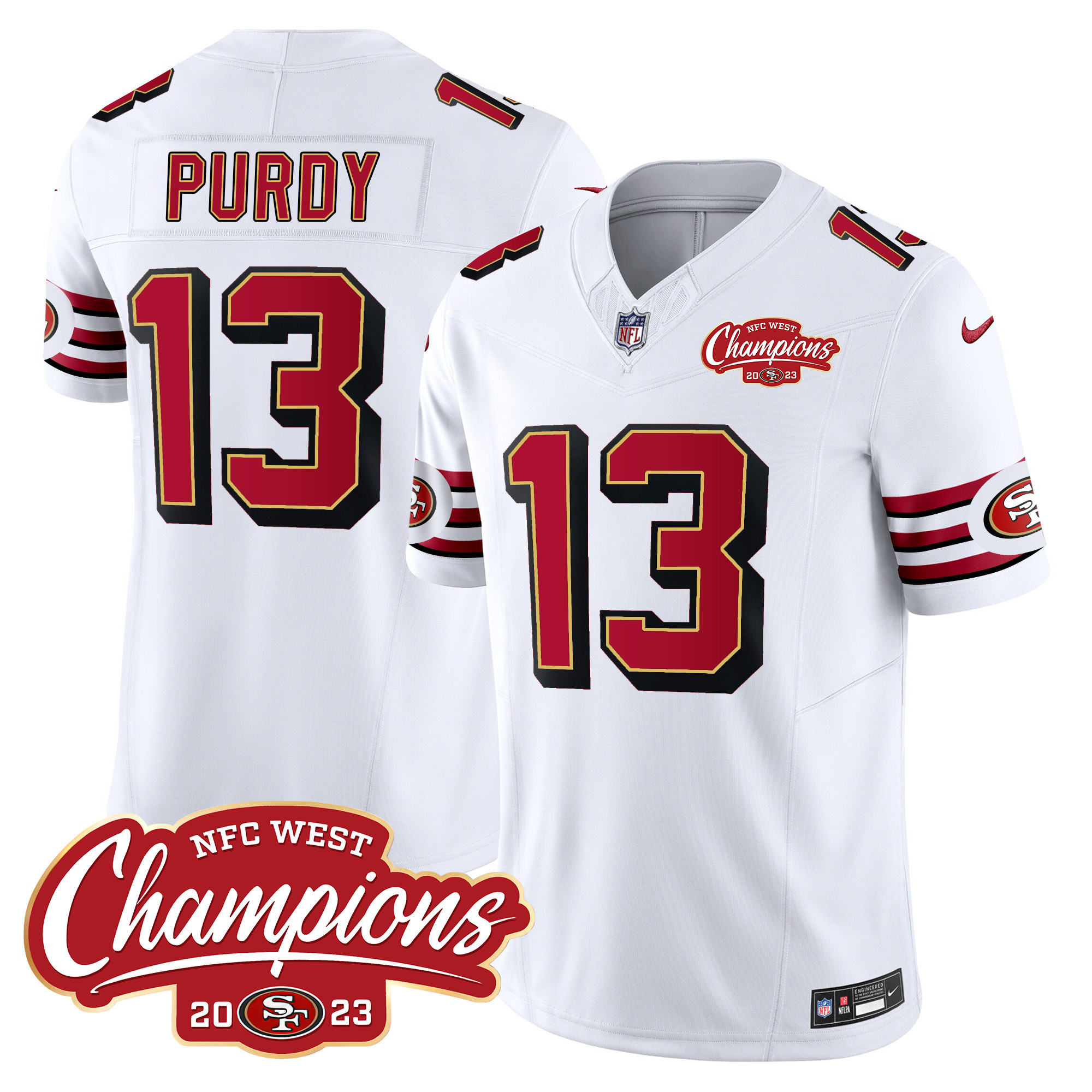 Men's Brock Purdy San Francisco 49ers Throwback NFC West Champions Patch Vapor White Jersey - All Stitched