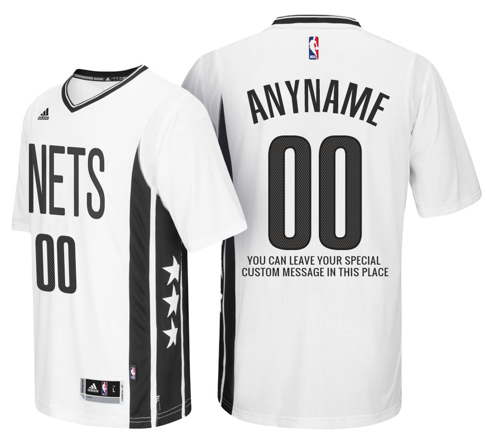 Mens Brooklyn Nets Alternate White Pride Custom Message Jersey