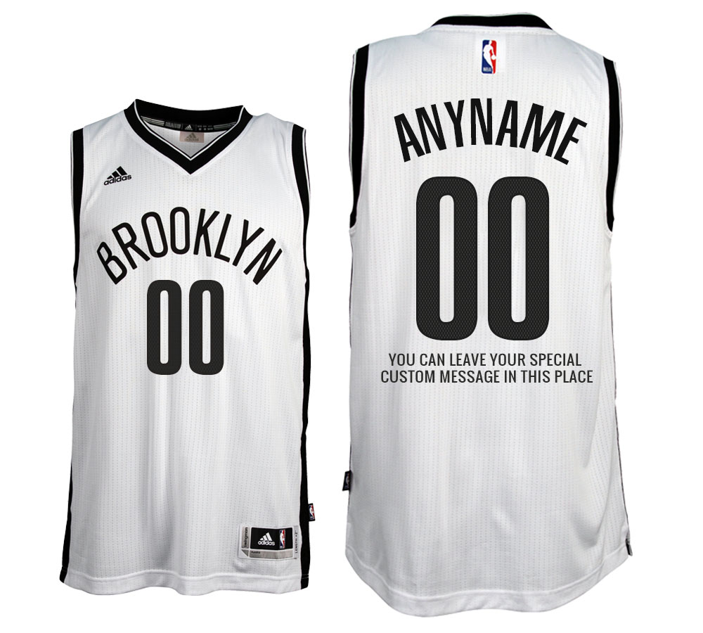 Mens Brooklyn Nets Home White Custom Message Jersey