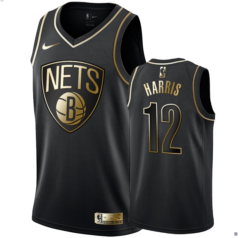Men's Brooklyn Nets Joe Harris Black #12 Golden Edition Swingman Jersey