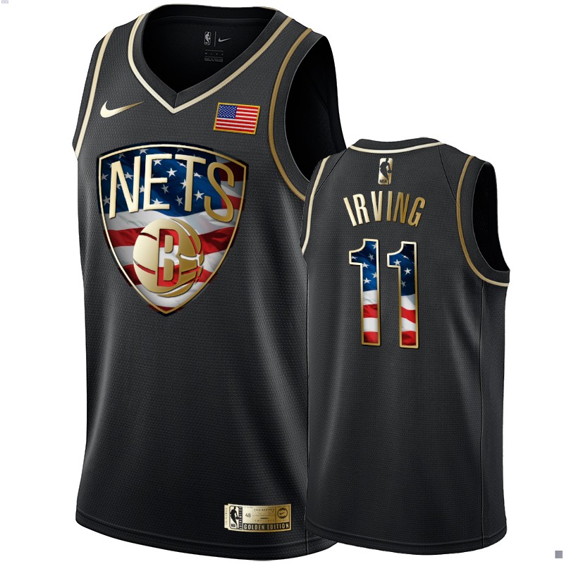 Men's Brooklyn Nets Kyrie Irving Black #11 Independence Day Jersey