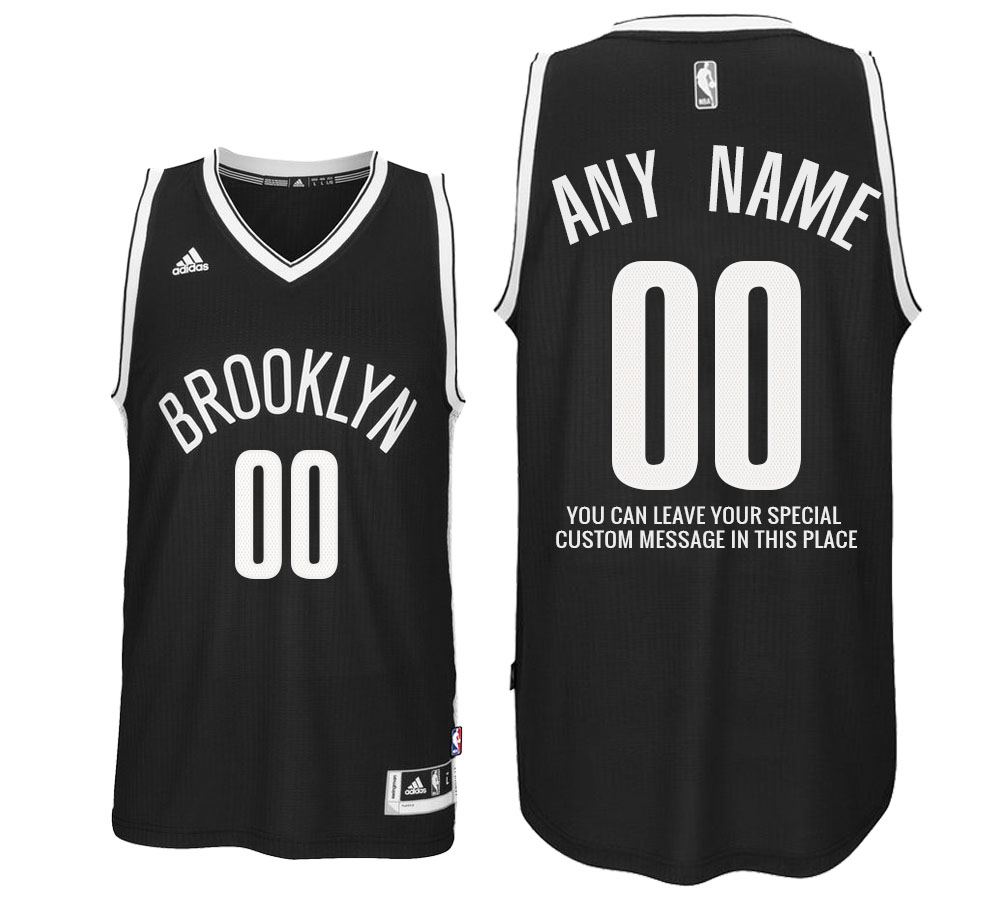 Mens Brooklyn Nets Road Black Custom Message Jersey