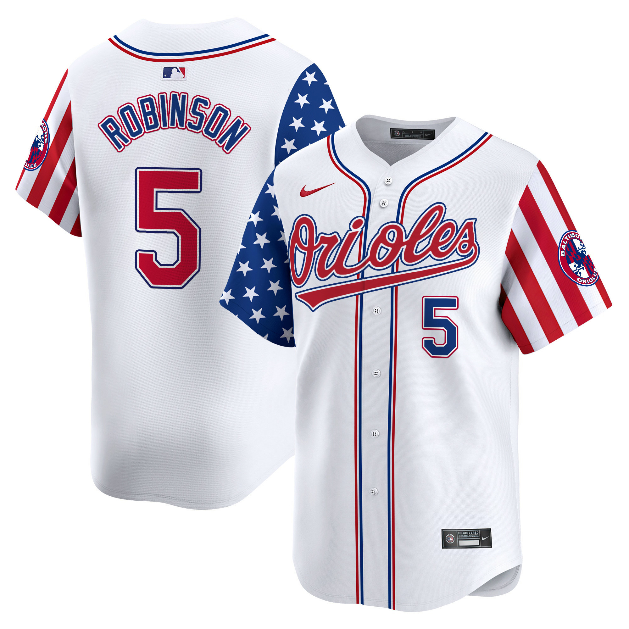 Men's Brooks Robinson Baltimore Orioles 2024 Independence Day Vapor Premier Limited White Jersey - All Stitched