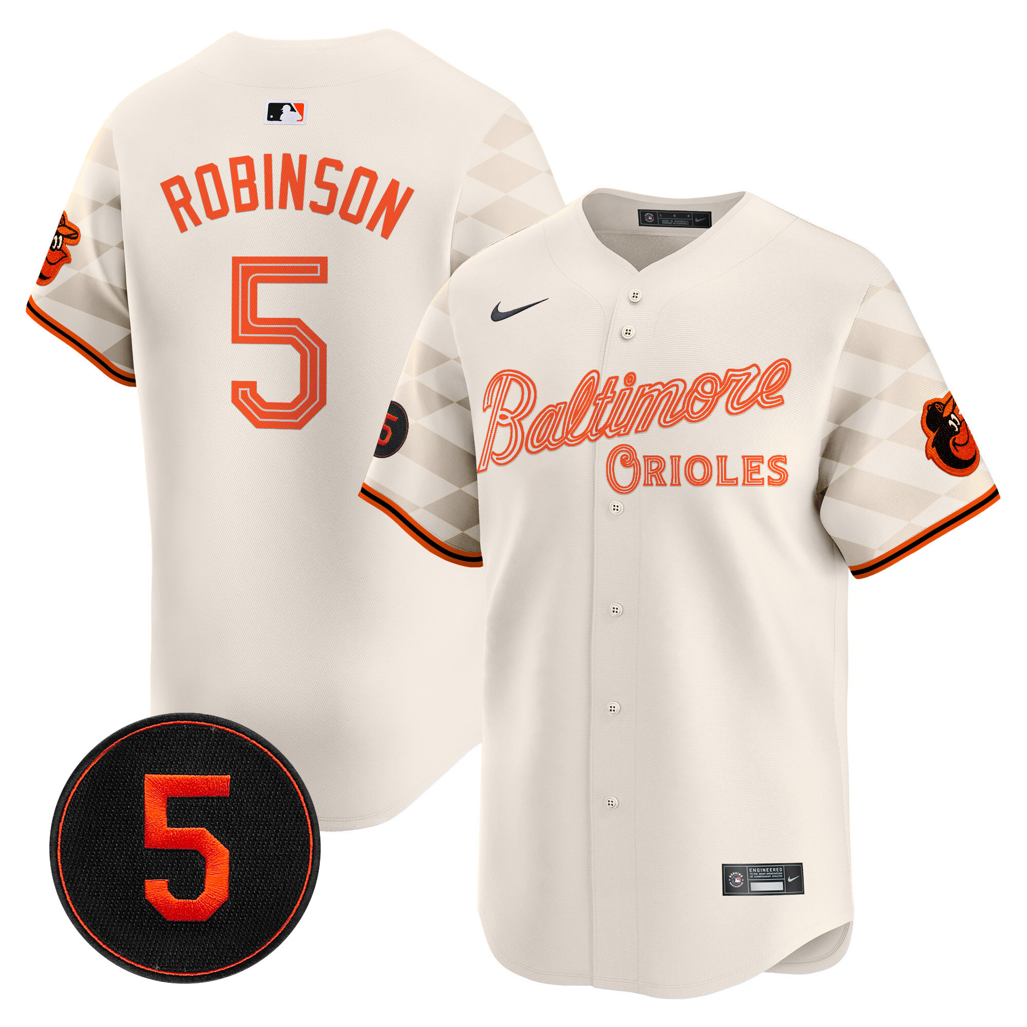 Men's Brooks Robinson Baltimore Orioles City Light Vapor Premier Limited Cream Jersey - All Stitched